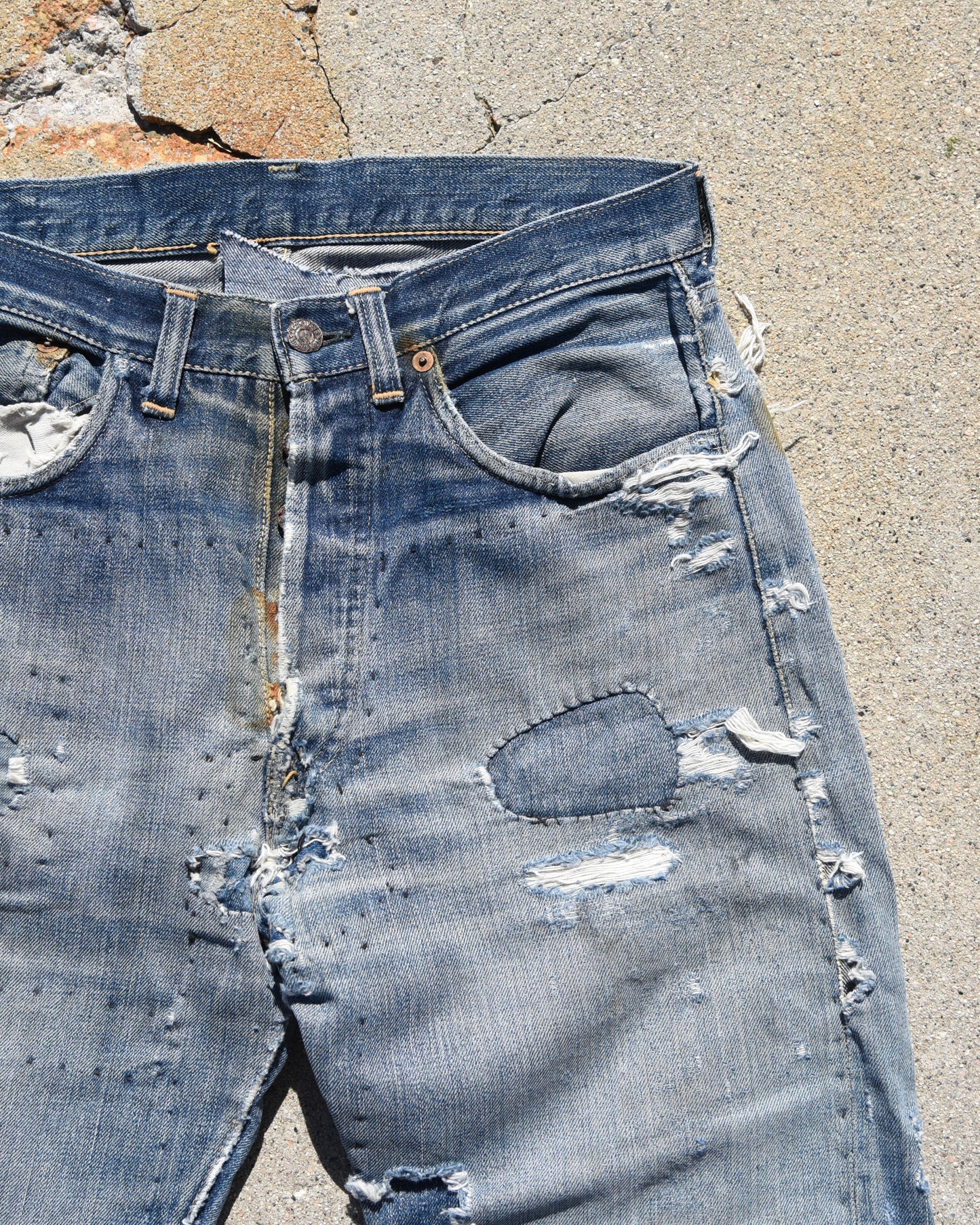 1950s Levi’s 501xx Selvedge Denim Thrashed and Repaired