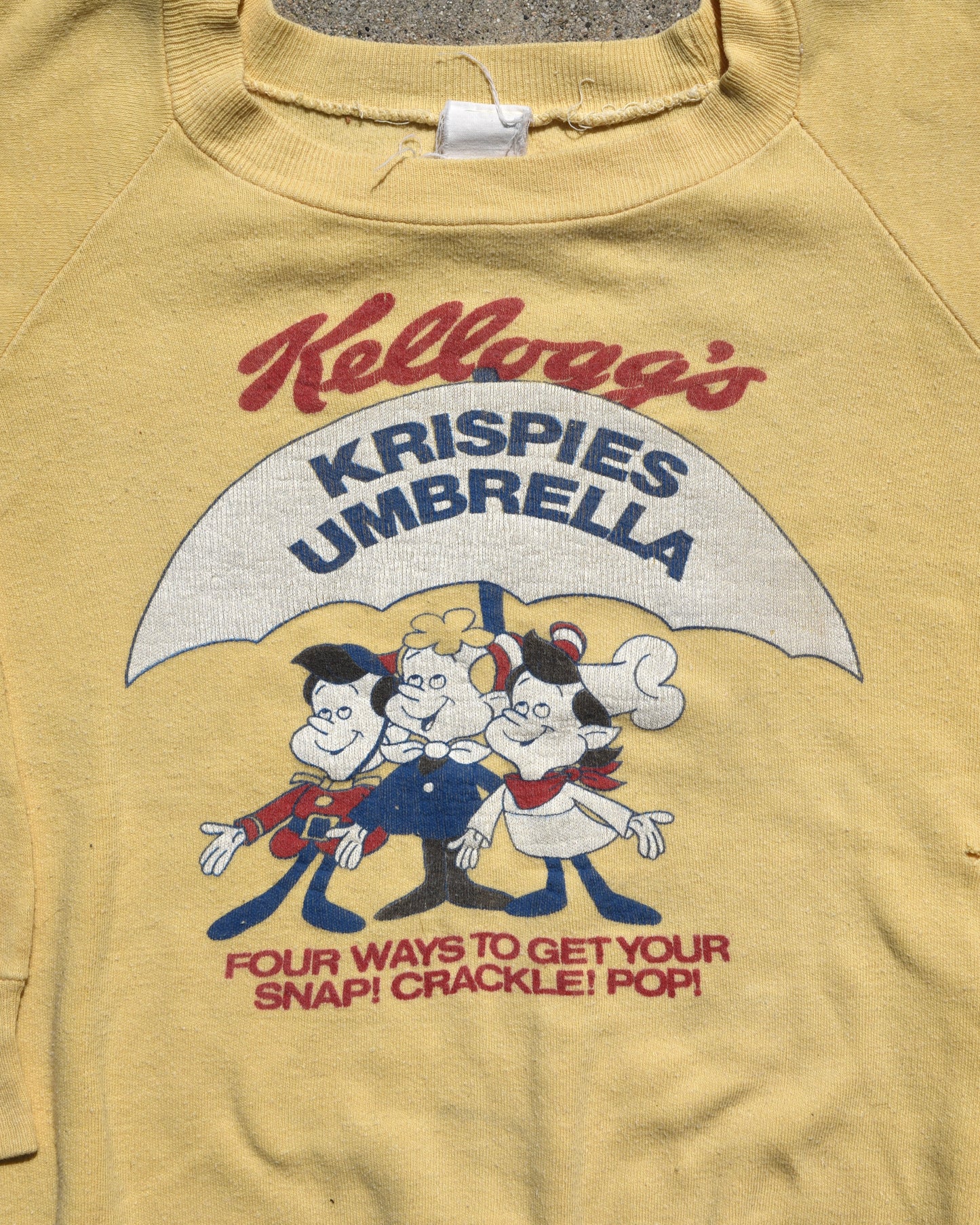 1960s Kelloggs Rice Krispies Snap Crackle Pop Yellow Crewneck Sweatshirt
