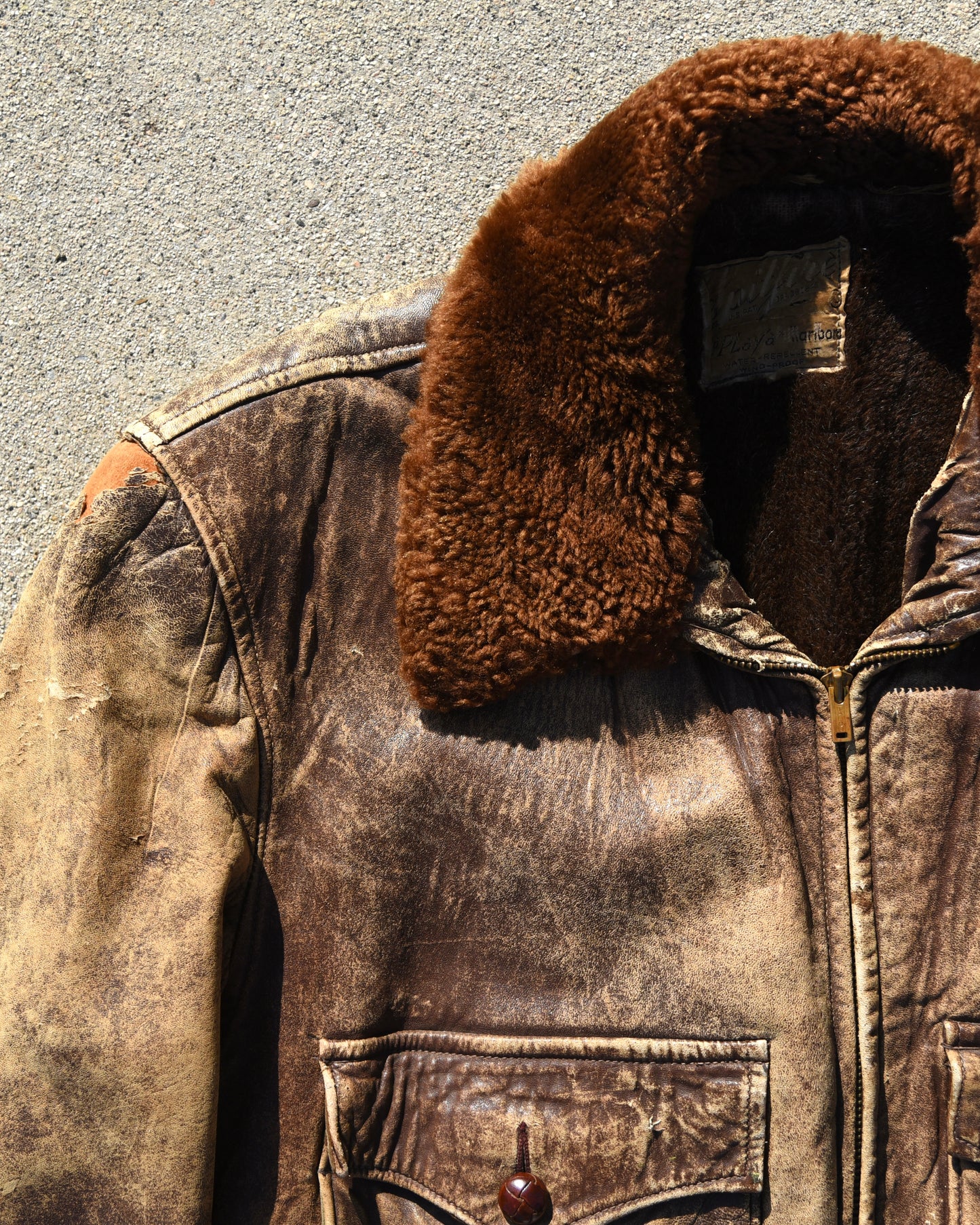 1940s LaPlaya Marlboro Spitfire Horsehide And Alpaca Lined Bomber Jacket