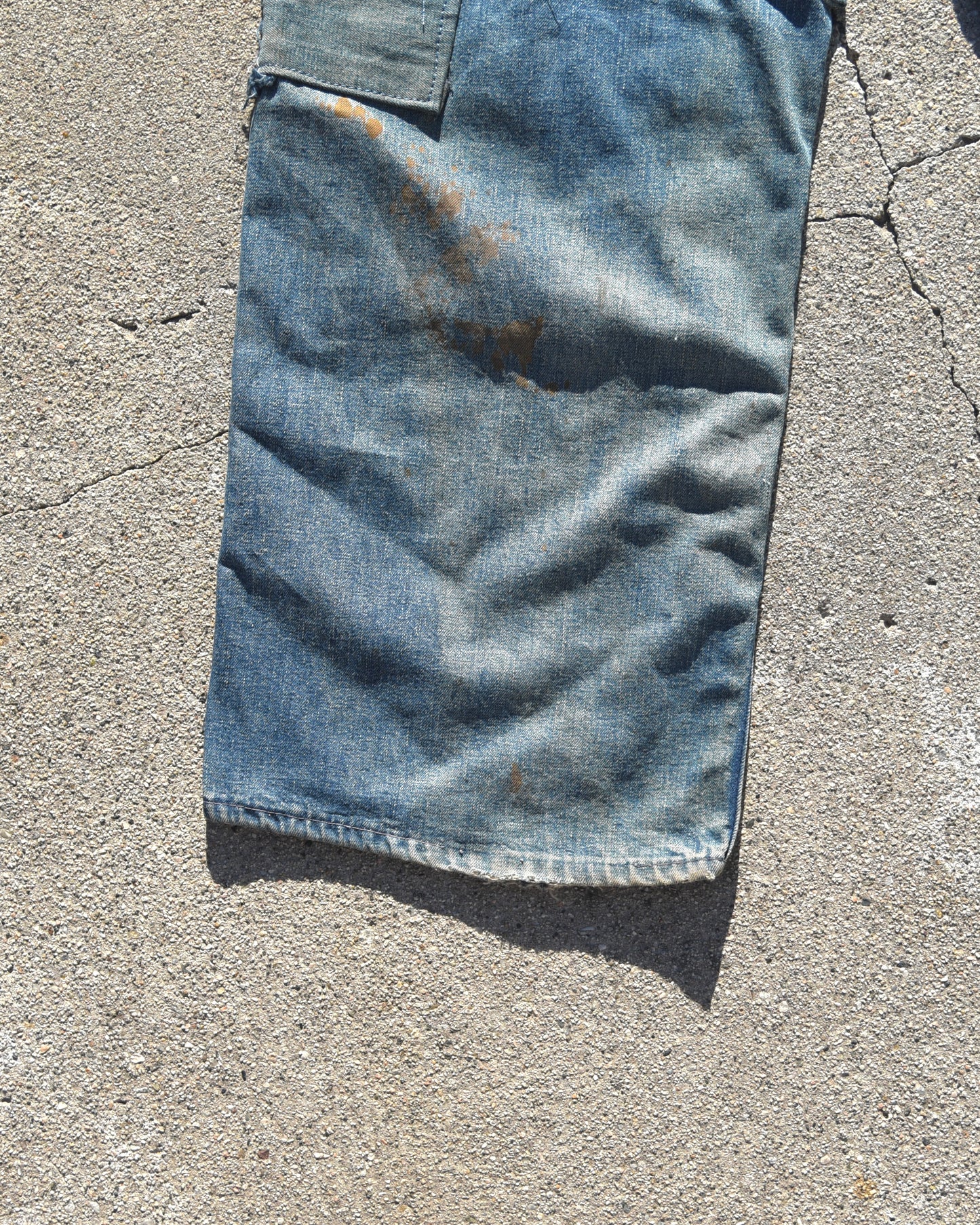 1940s Faded and Repaired Buckleback Denim