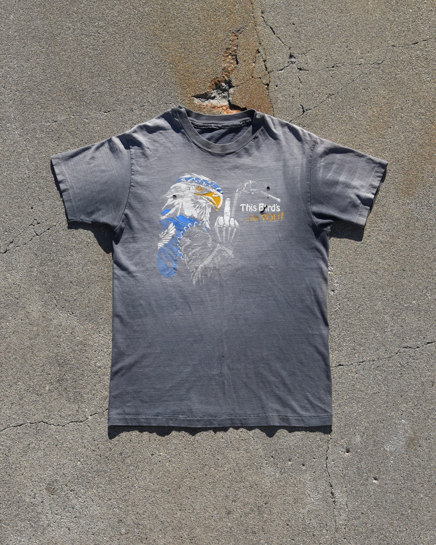 1980s Faded Harley This Birds For You Tshirt