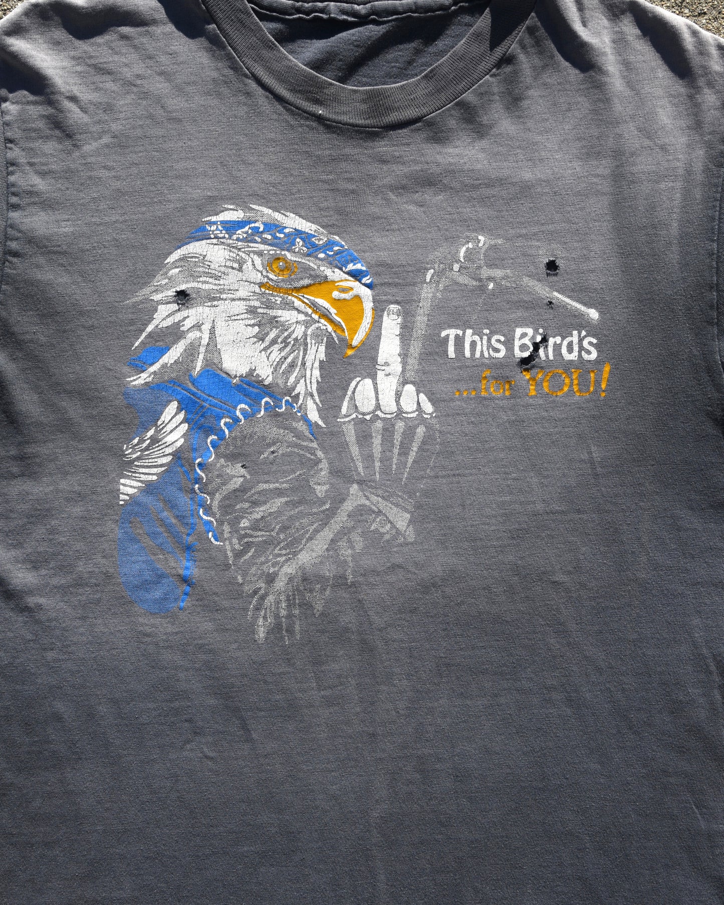 1980s Faded Harley This Birds For You Tshirt