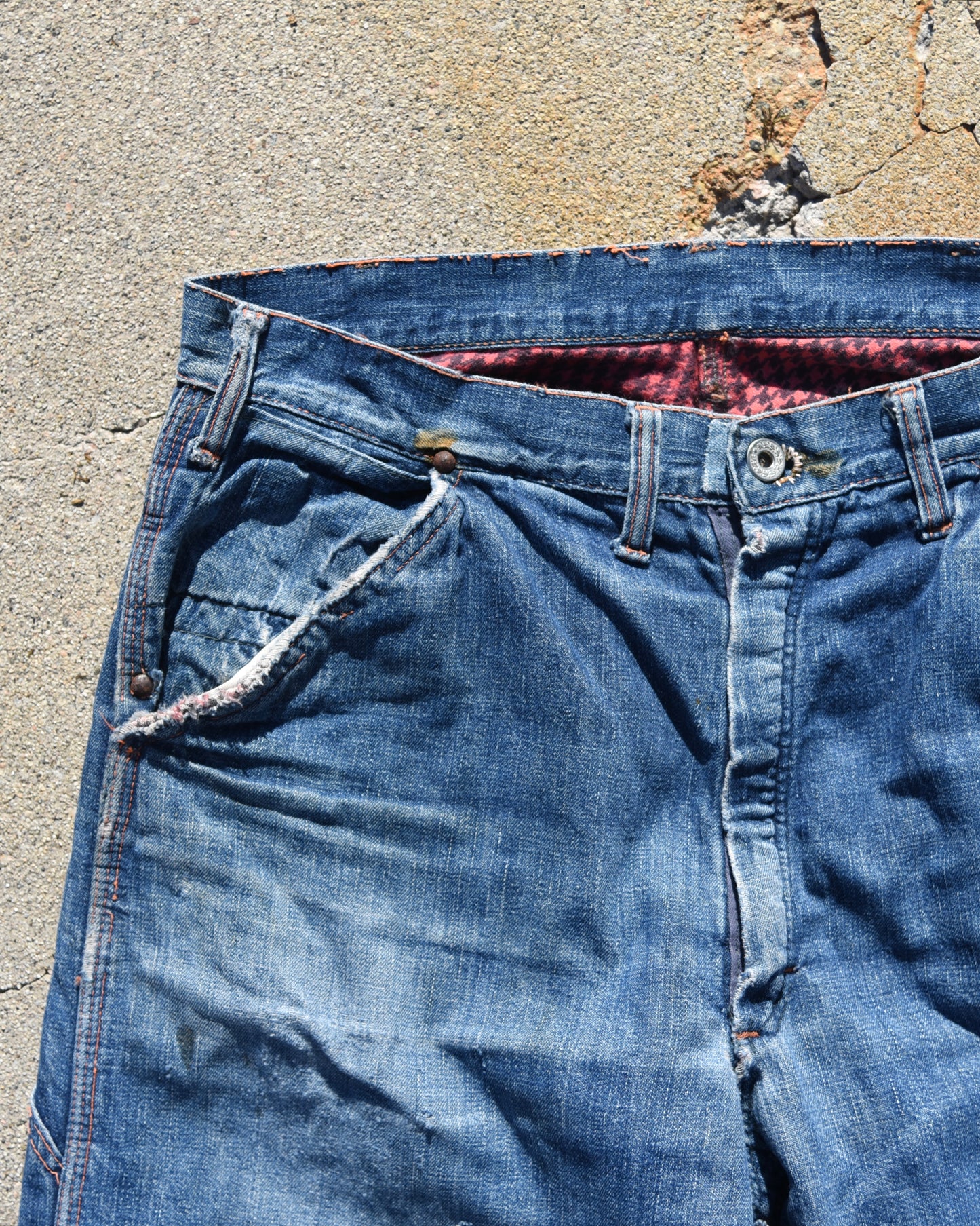 1950s Repaired Flannel Lined Carpenter Denim Jeans