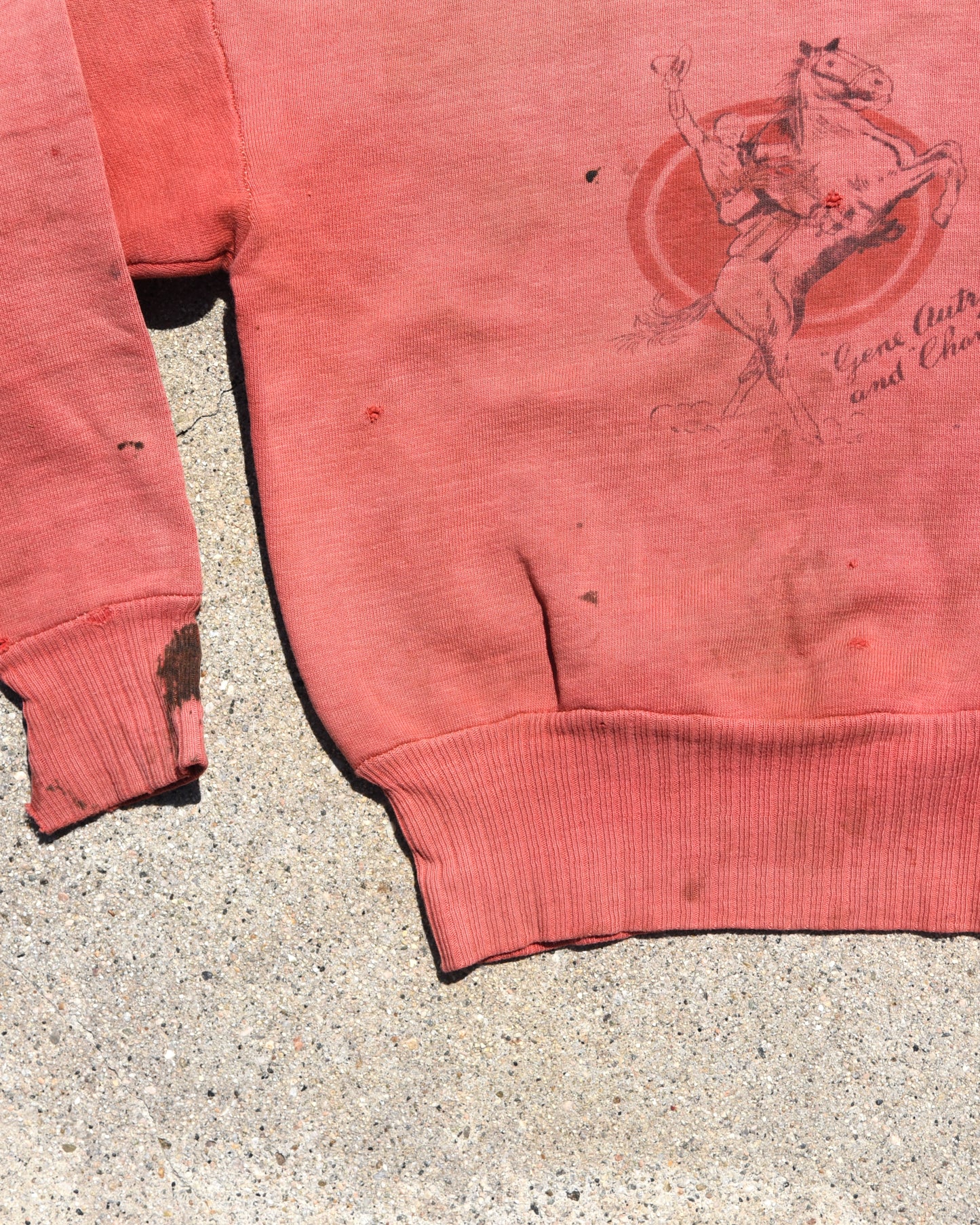 1940s Sun Faded Gene Autry & Champ Jr. Femme Sweatshirt