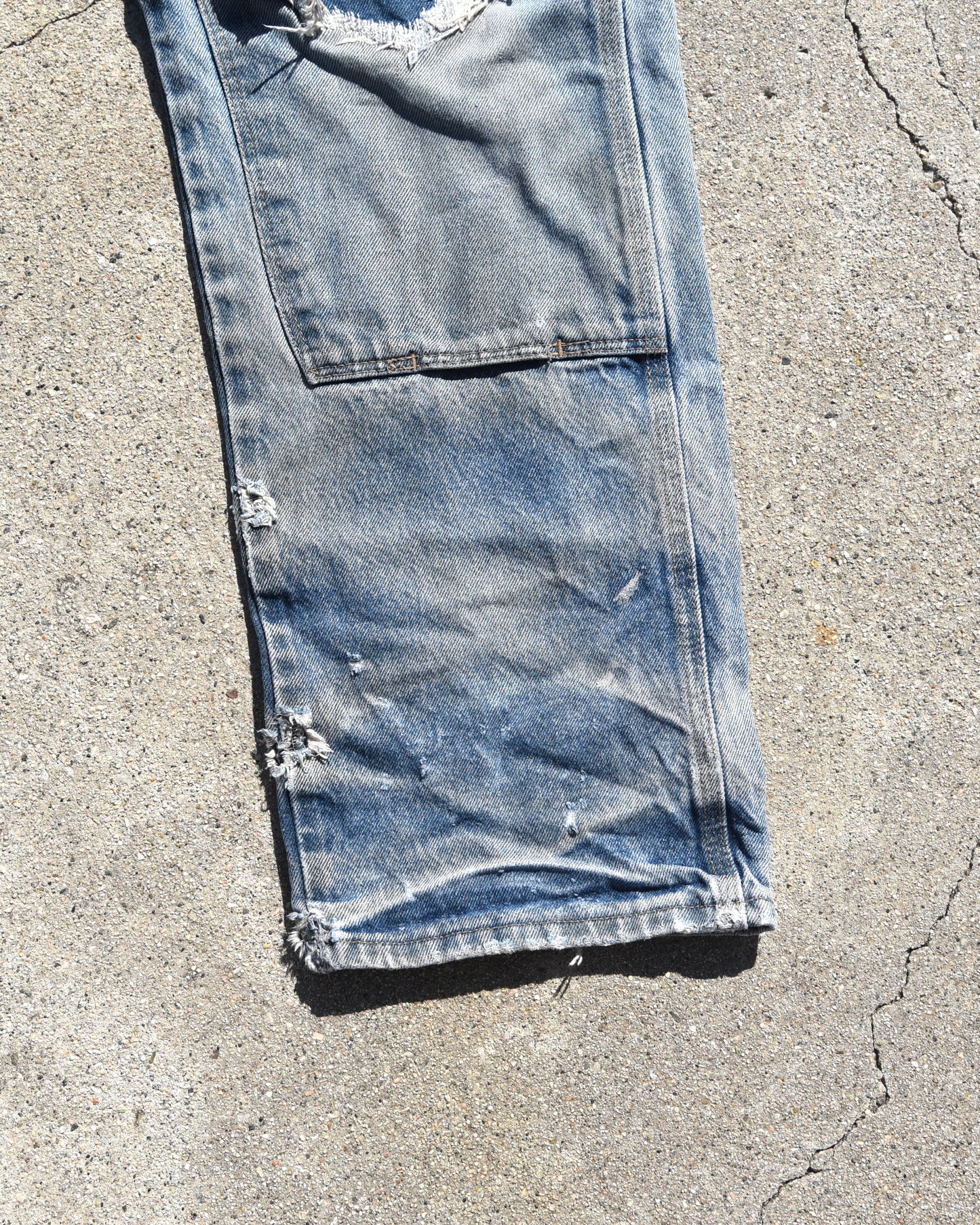 1990s Faded and Repaired Wrangler Double Knee Denim Jeans
