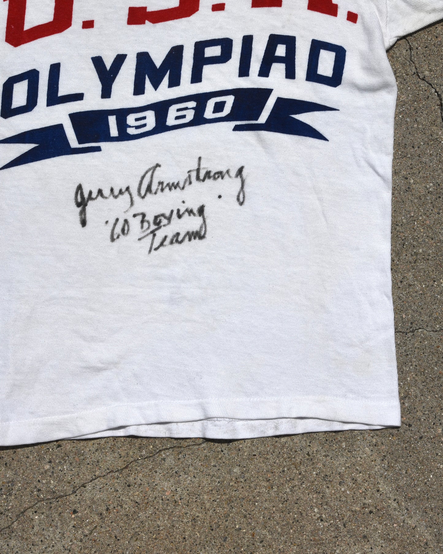 1960s USA Olympiad Tshirt - Worn & Signed by Jerry Armstrong