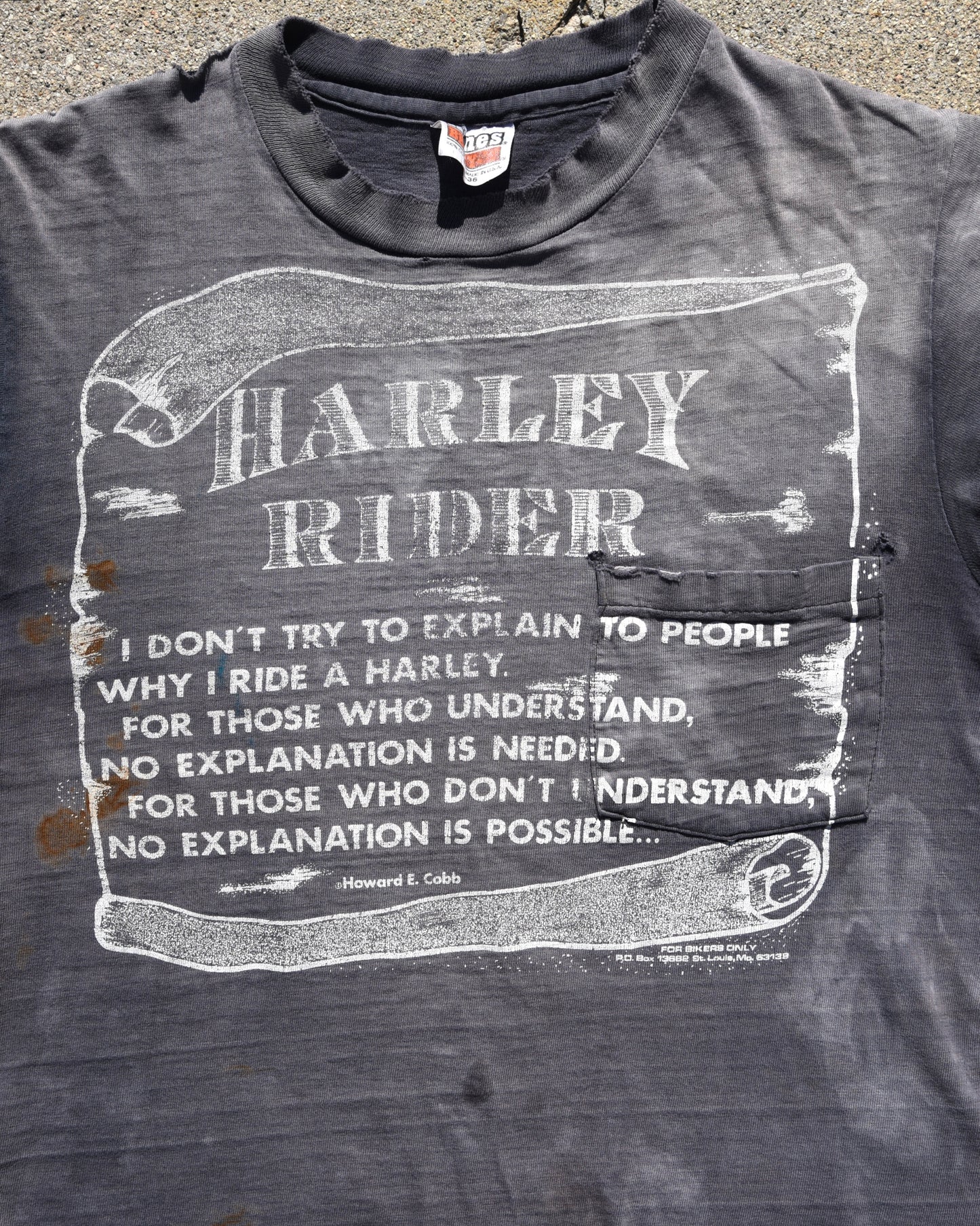 1980s Thrashed and Sun Faded Harley Rider Tshirt