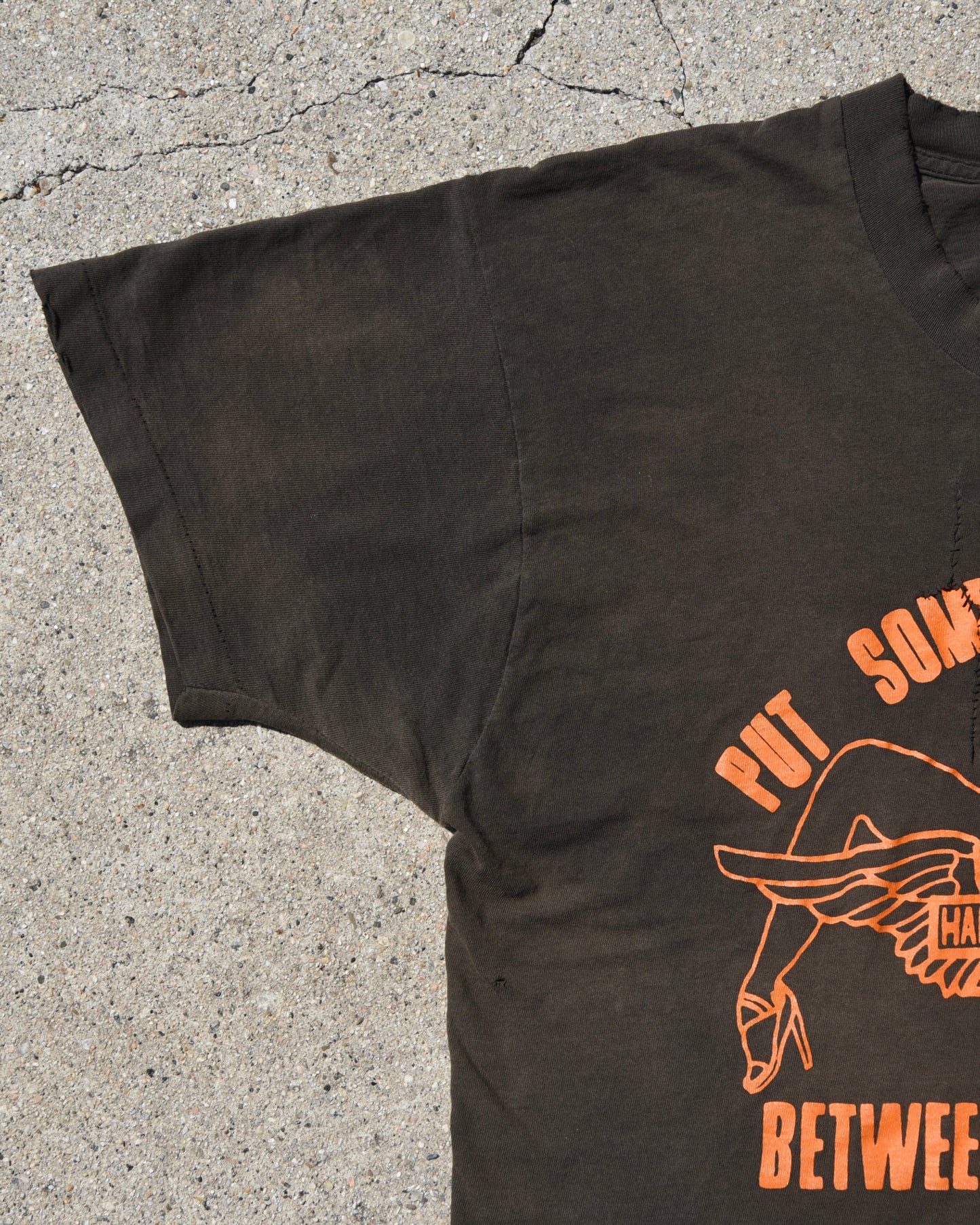1980s Put Something Exciting Between Your Legs Harley Davidson Tshirt