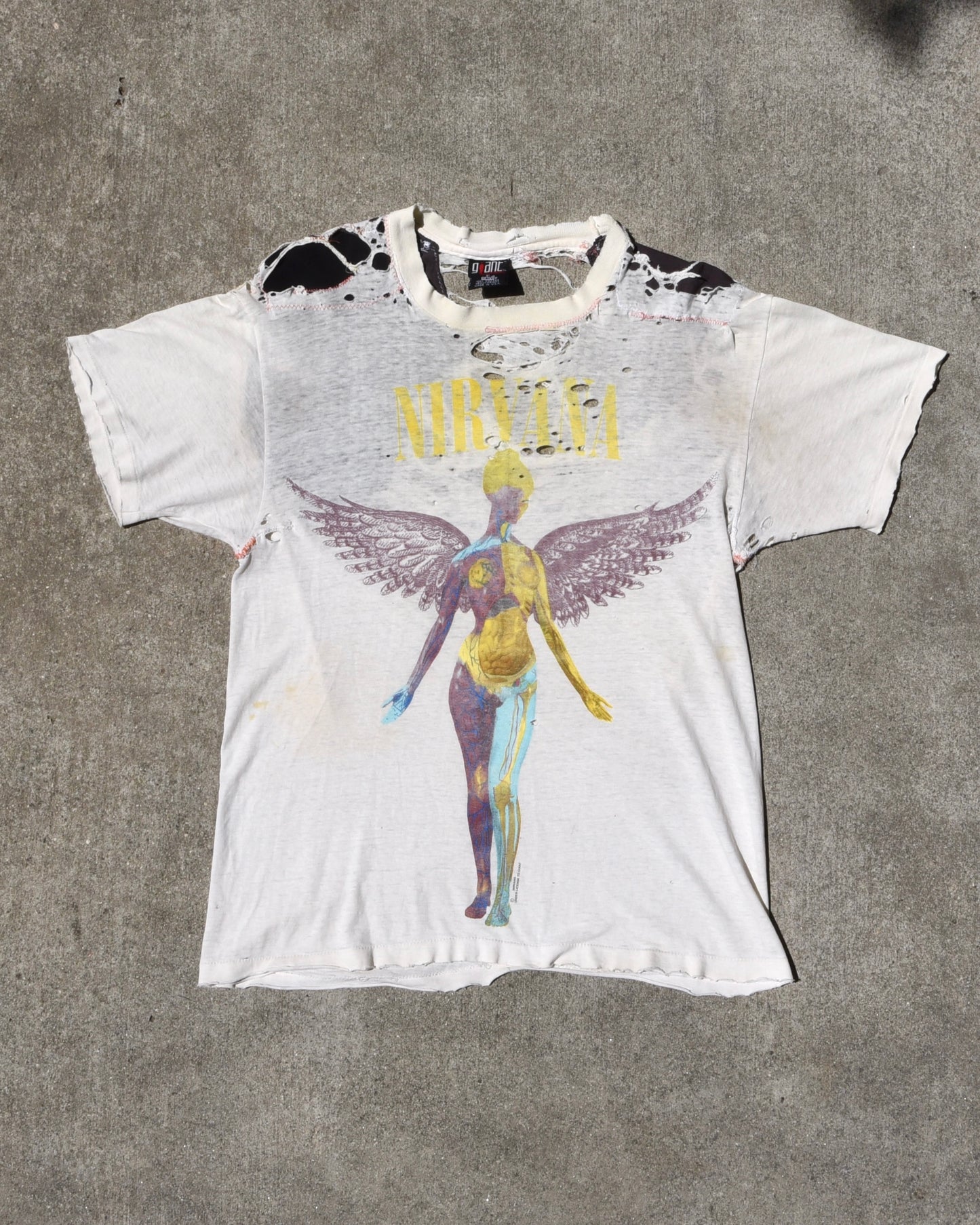 Thrashed 1993 Nirvana In Utero Tshirt - Giant