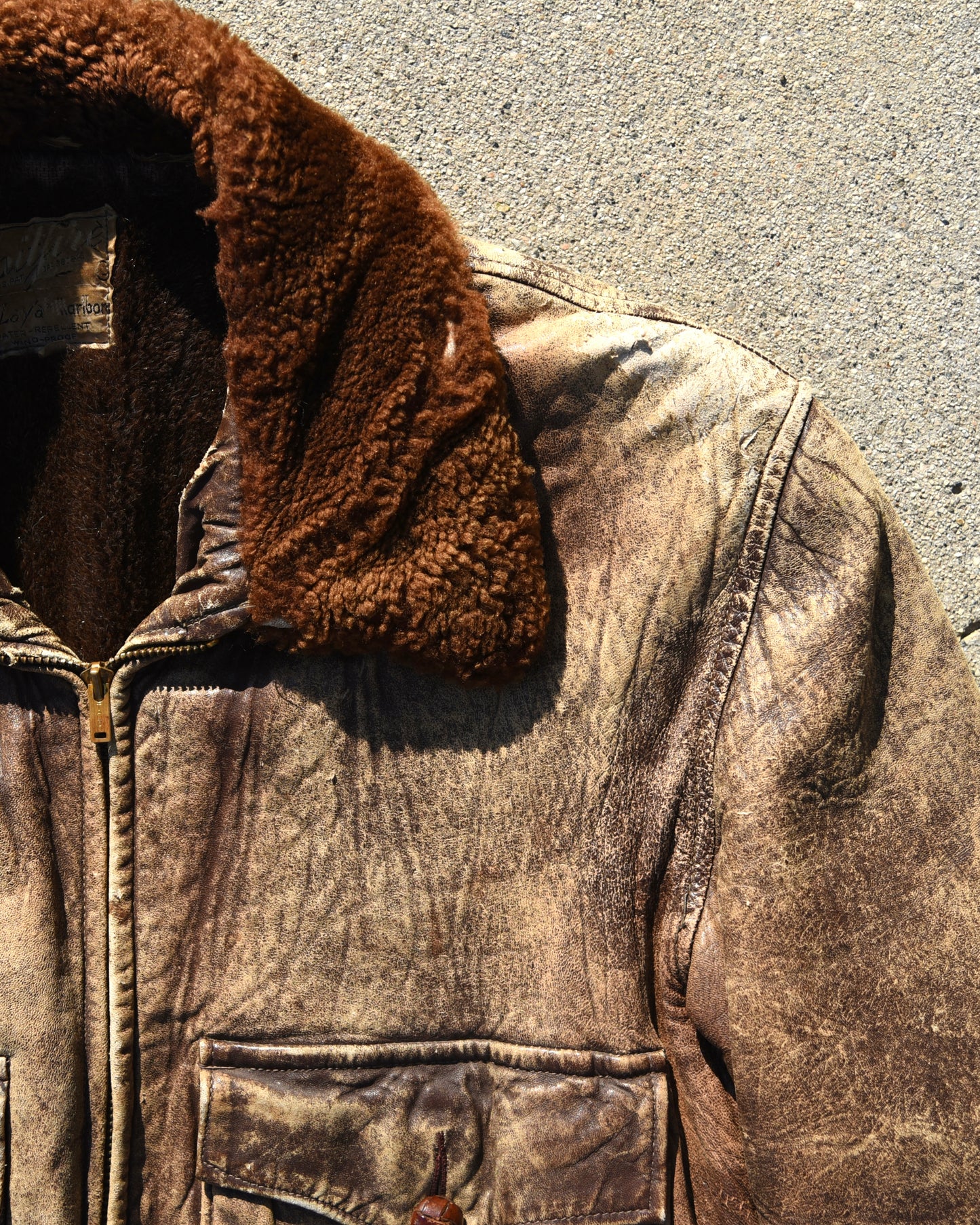 1940s LaPlaya Marlboro Spitfire Horsehide And Alpaca Lined Bomber Jacket
