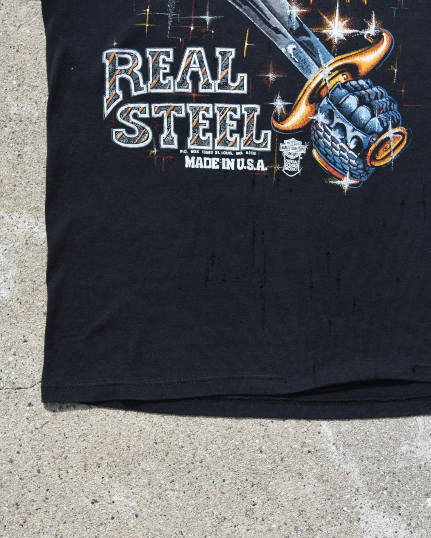 1980s Thrashed Harley Davidson Real Steel Tshirt
