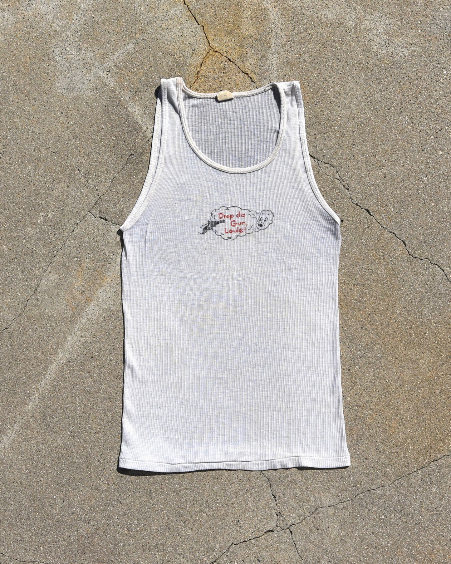 1960s Drop da Gun, Louie! Stenciled Tank Top