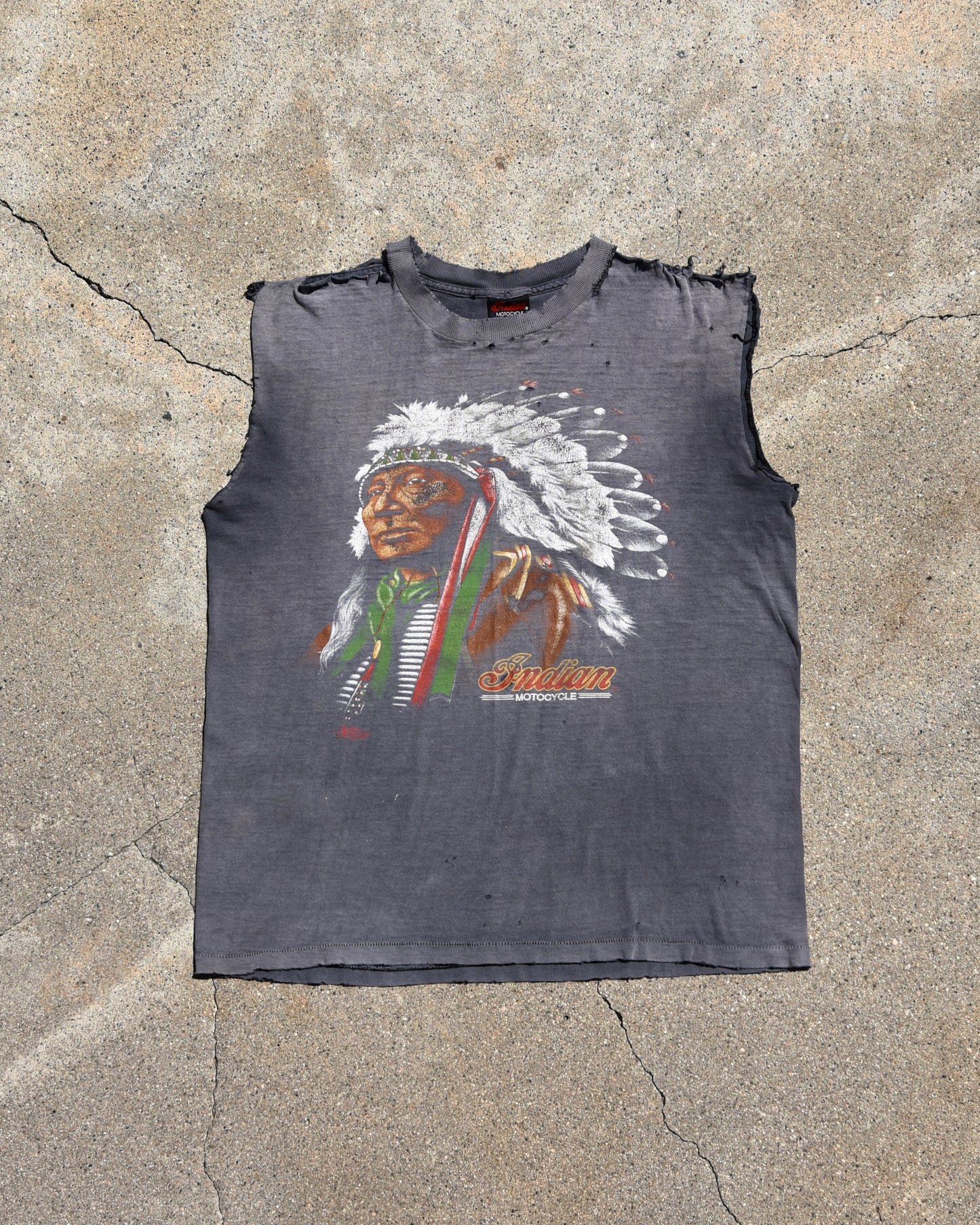 1990s Sun Faded Indian Motorcycles Cutoff Tshirt
