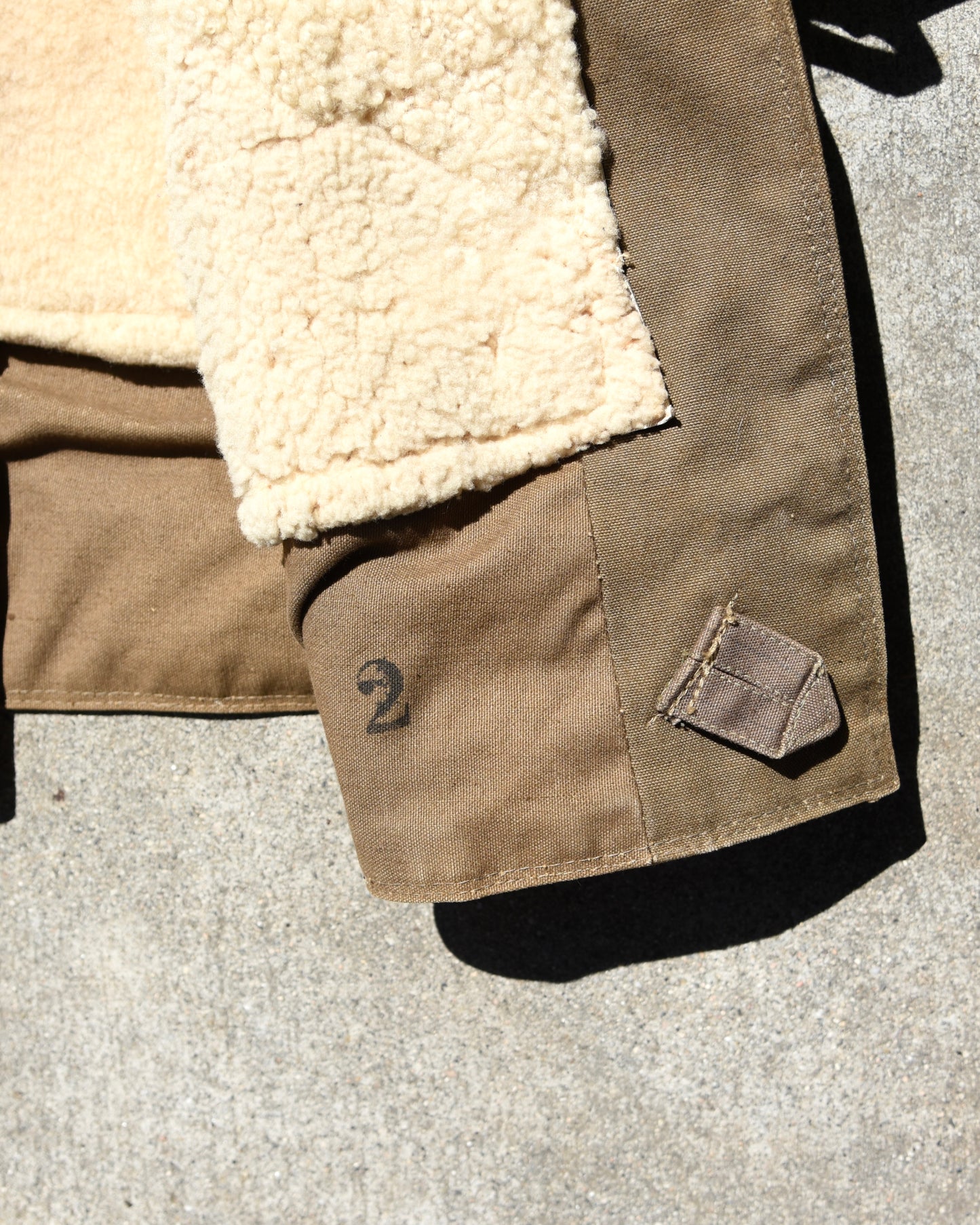 1940s Swedish M1909 Military Sheepskin Lined Heavy Canvas Field Coat Size Large