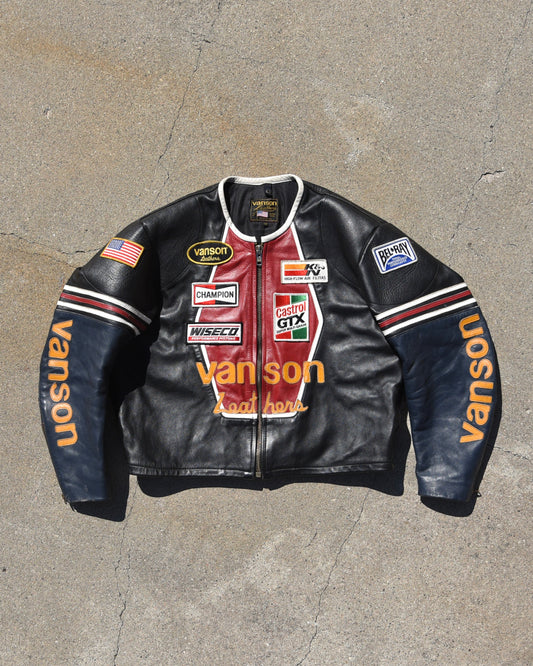 Vanson One Star Racing Leather Jacket - Size 52