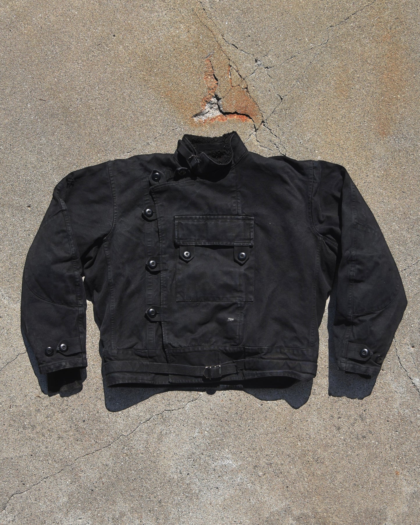 1960s Swedish Motorcycle Dispatch Jacket Overdyed Black