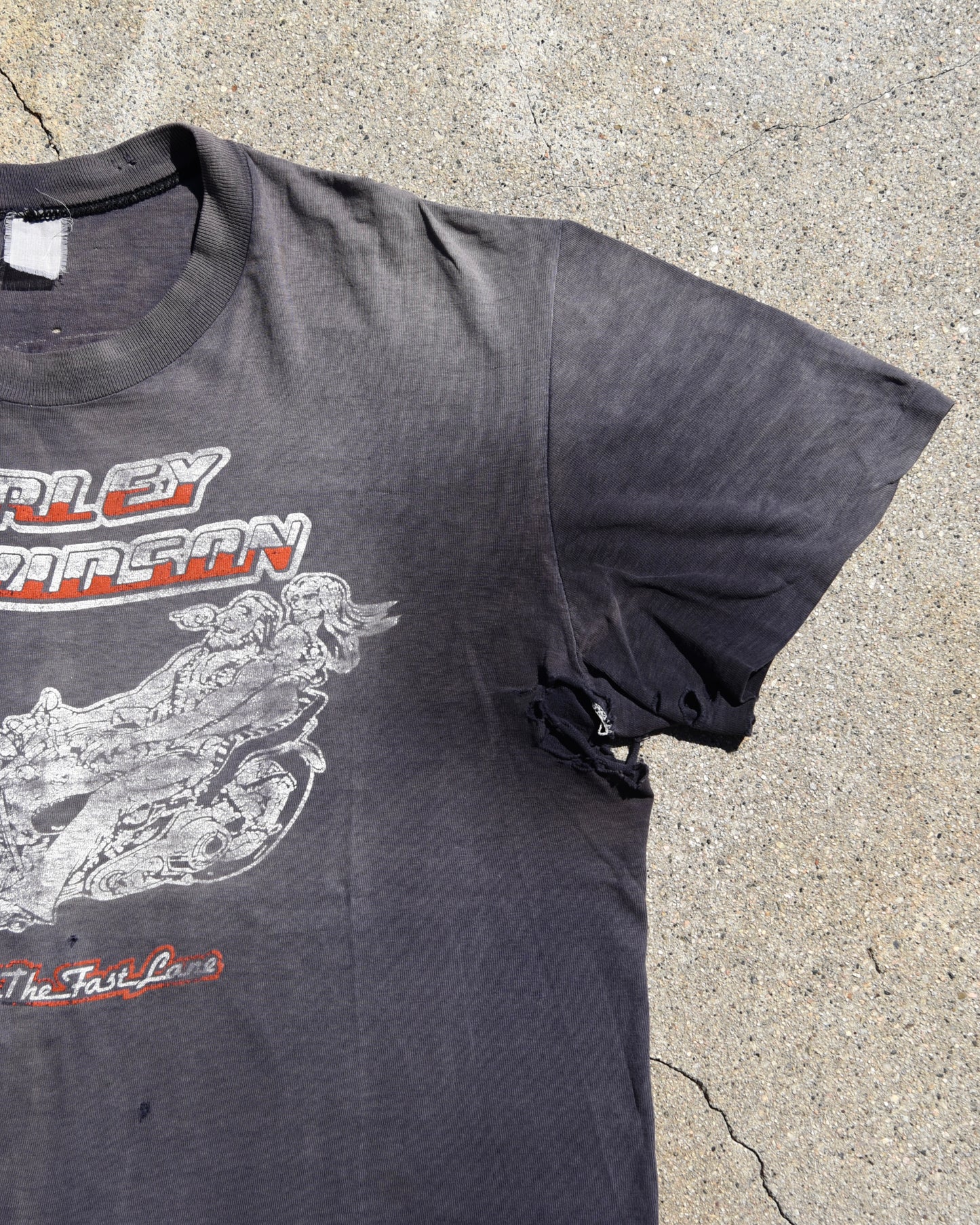 1980s Sun Faded Life In The Fast Lane Harley Tshirt