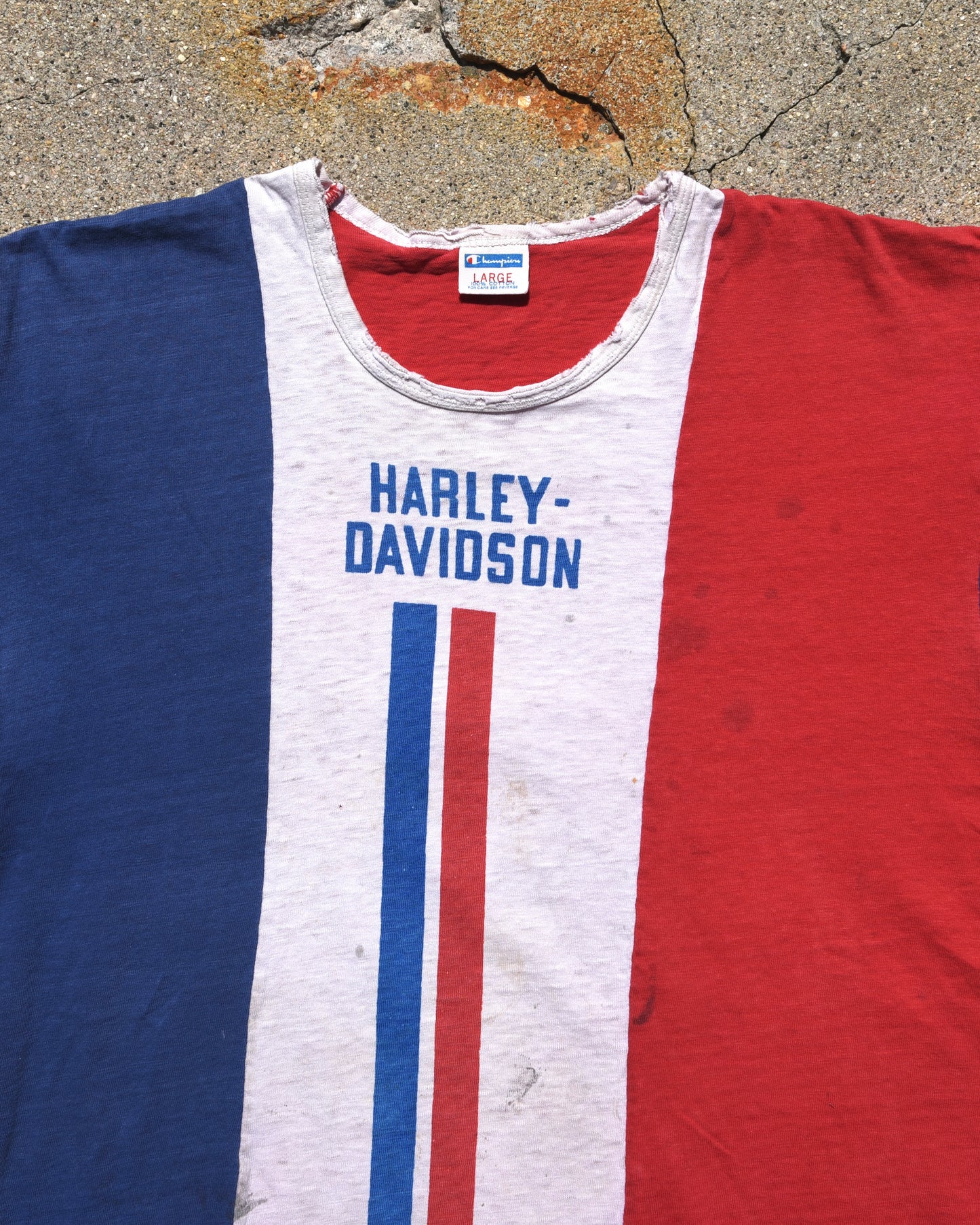 1970s Champion Harley Davidson Tricolor Tshirt