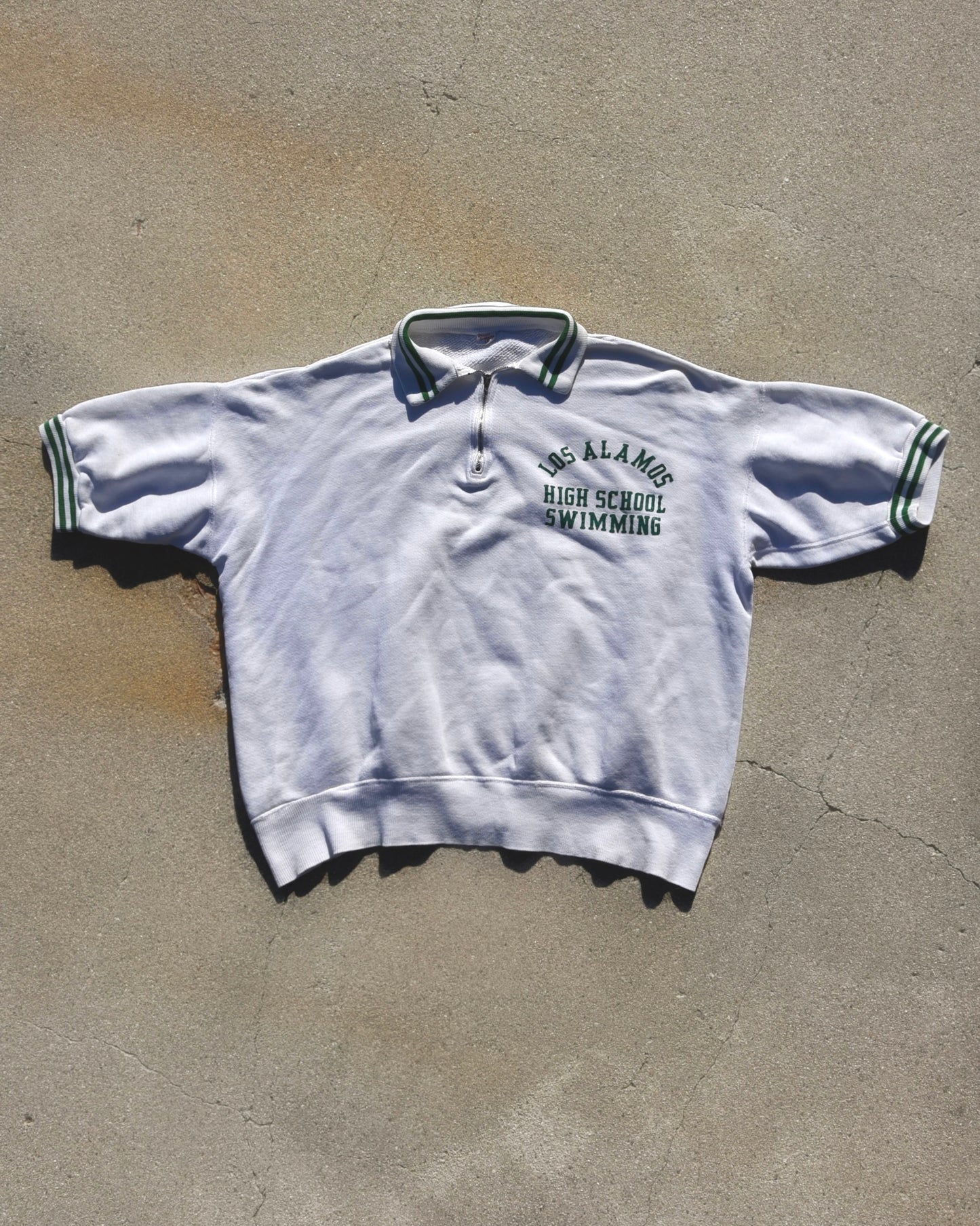 1950s Russell Southern Los Alamos Swimming Ringer Quarter Zip Sweatshirt Large