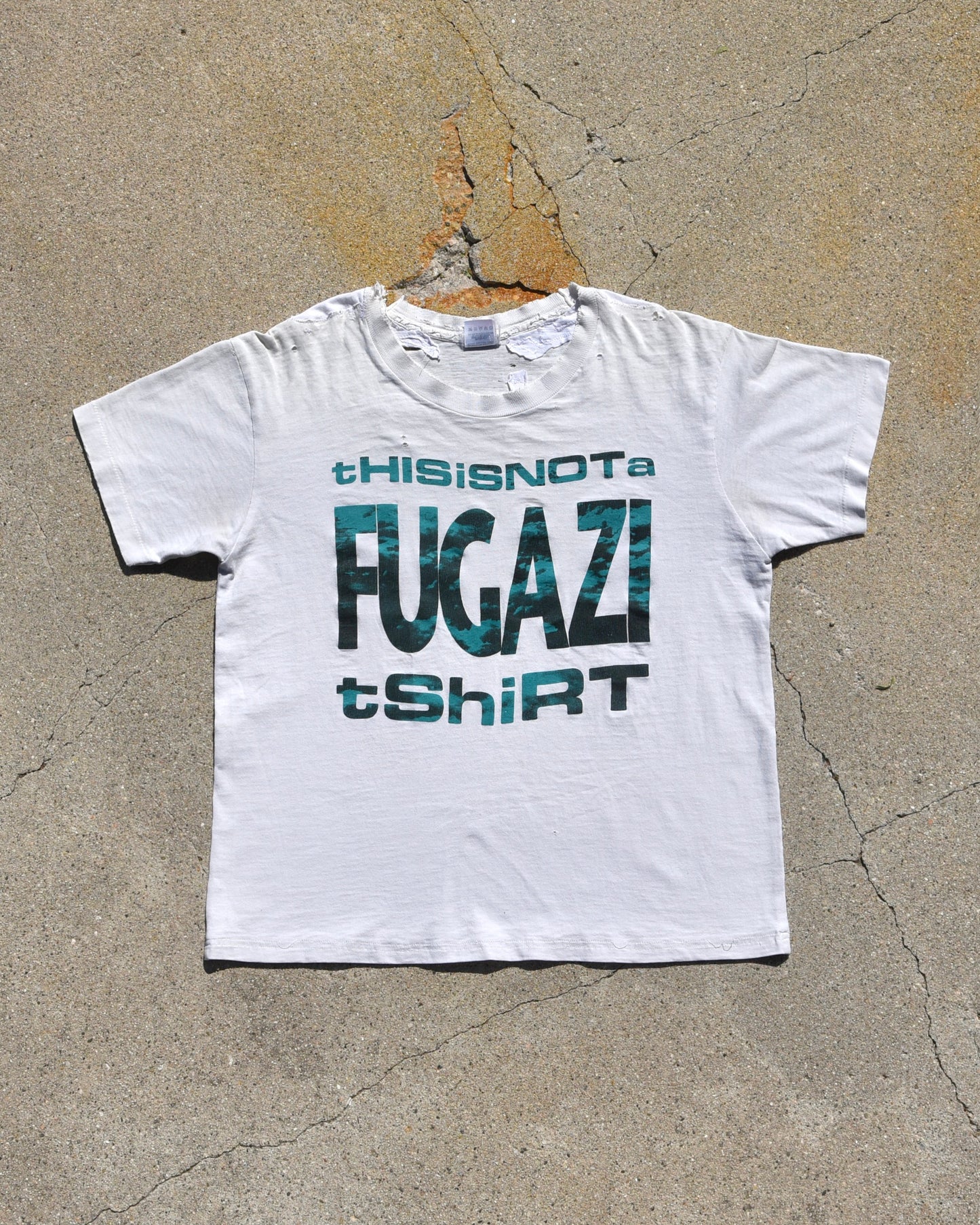 1990s Thrashed and Repaired This Is Not A Fugazi Tshirt