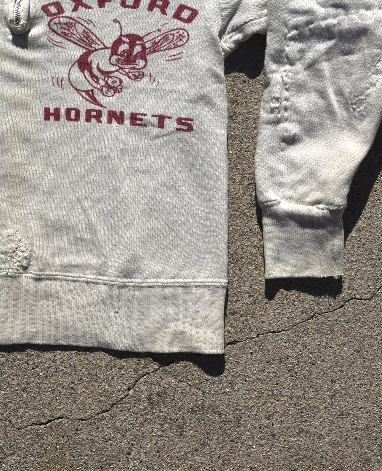 1950s Repaired Oxford Hornets Quarter Zip Sweatshirt
