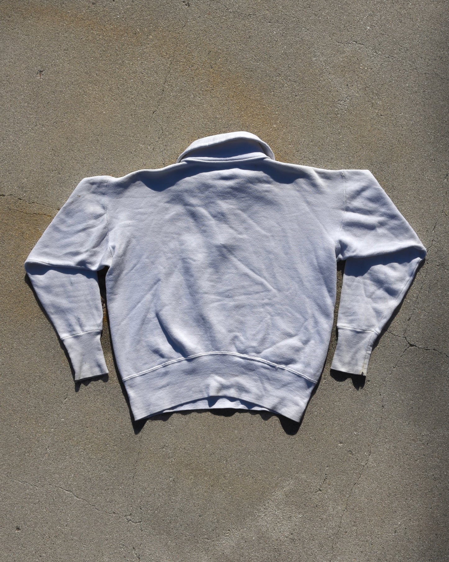 1950s West Beth Collegiate Quarter Zip Sweatshirt White Size Medium