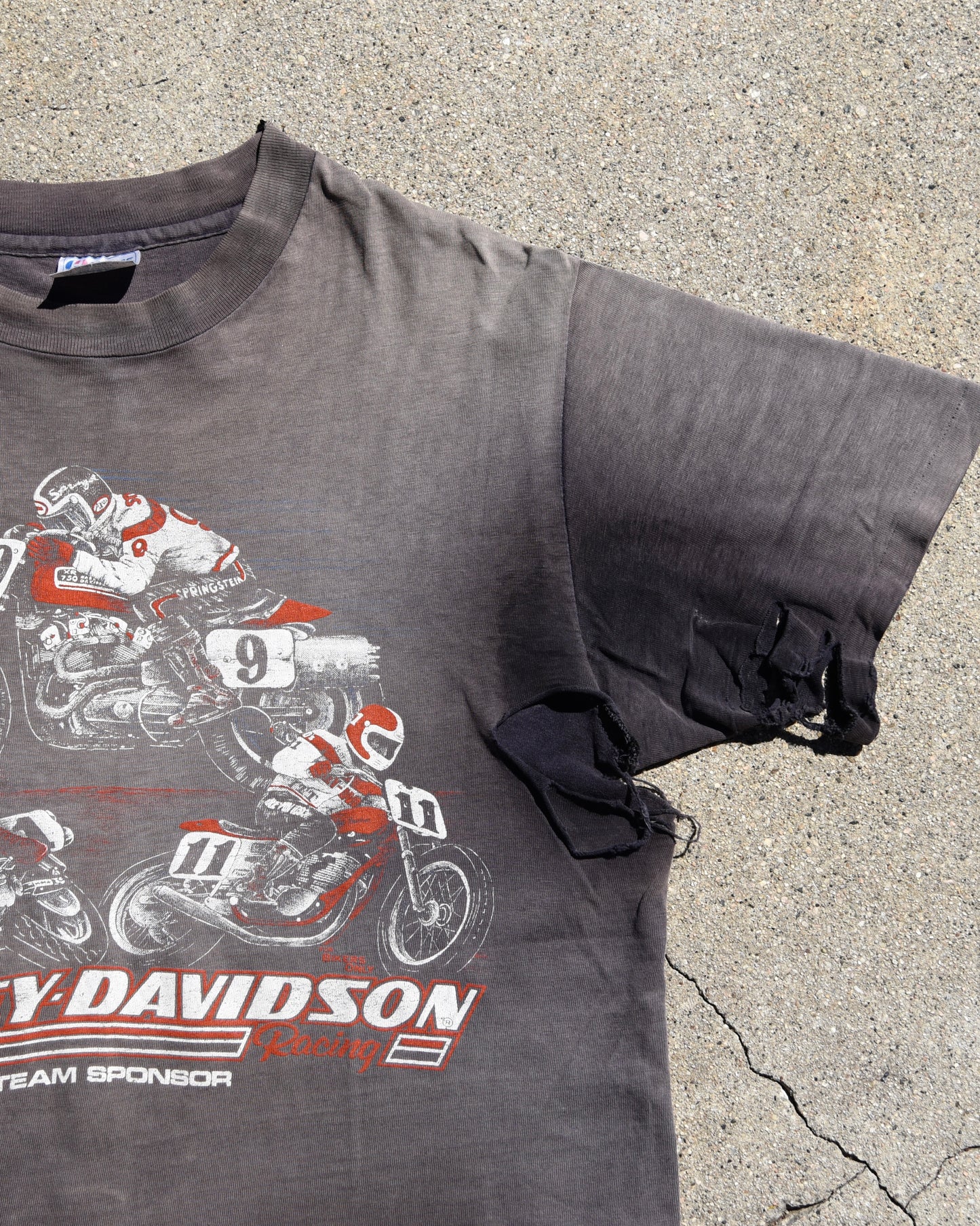 1980s Sun Faded Harley Davidson Team Sponsor Tshirt