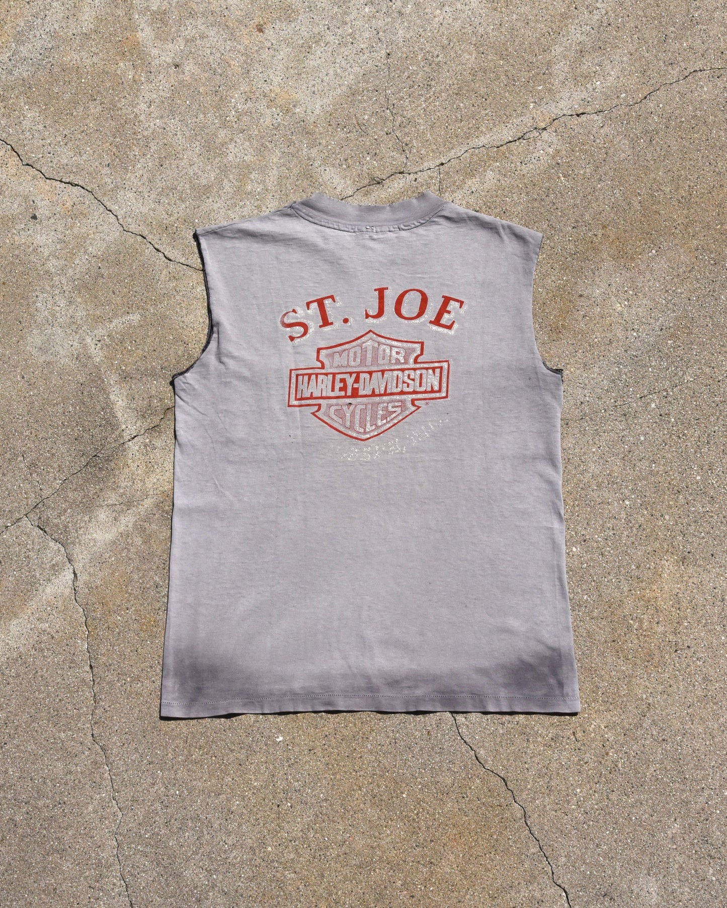 1980s Faded Shining Emblem Harley Cutoff Tshirt