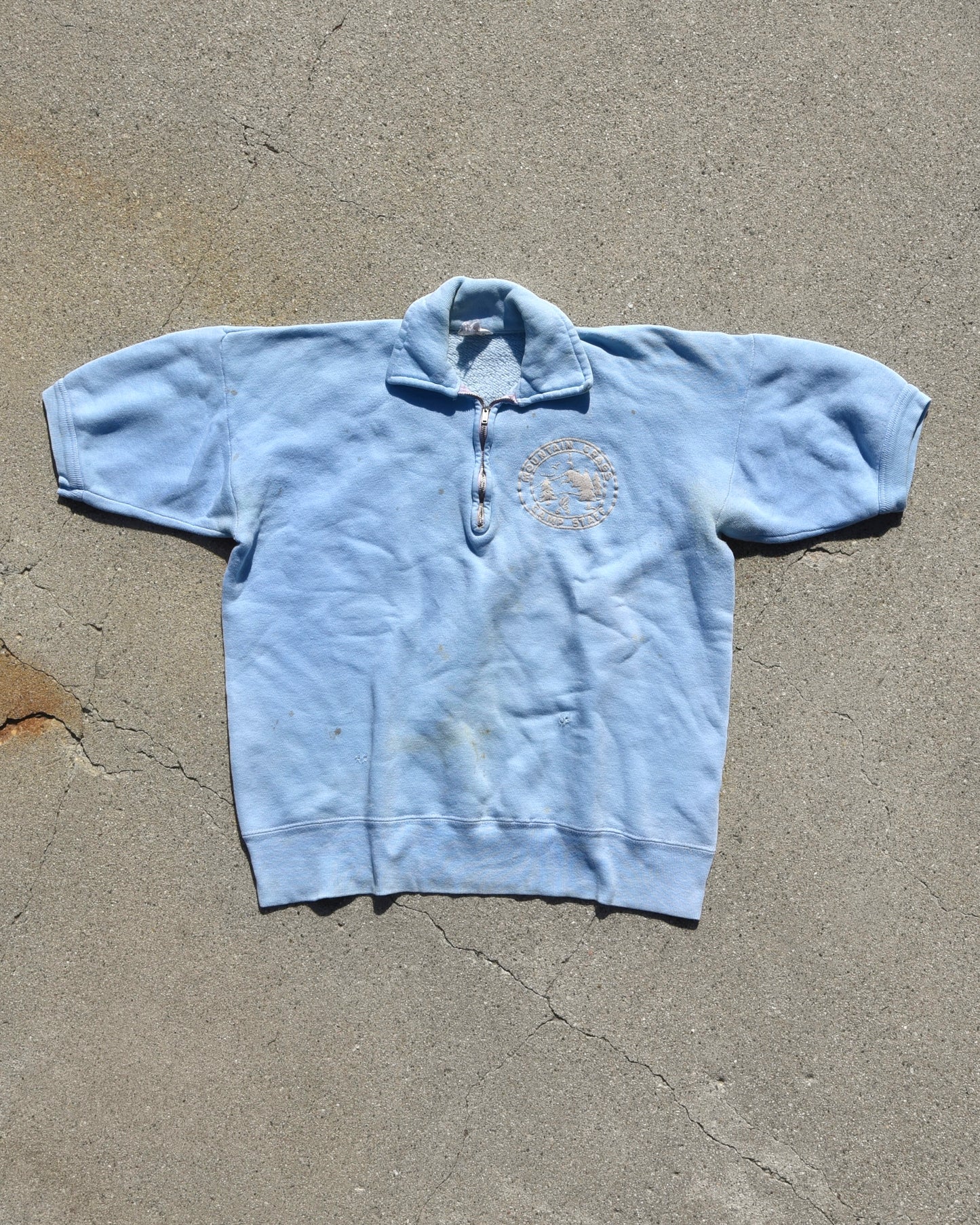 1960s Mountain Crags Camp Staff Shortsleeve Quarter Zip Sweatshirt