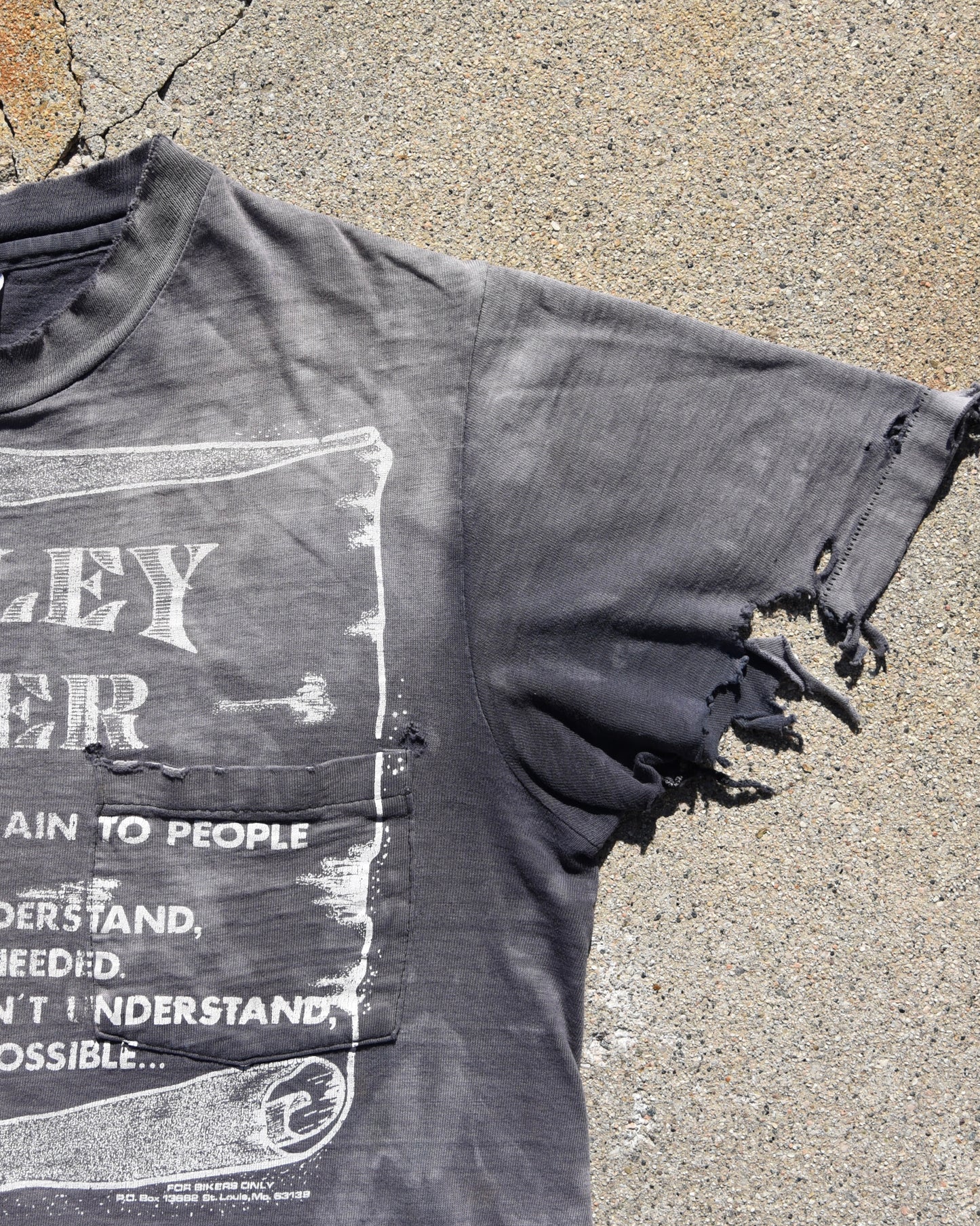 1980s Thrashed and Sun Faded Harley Rider Tshirt
