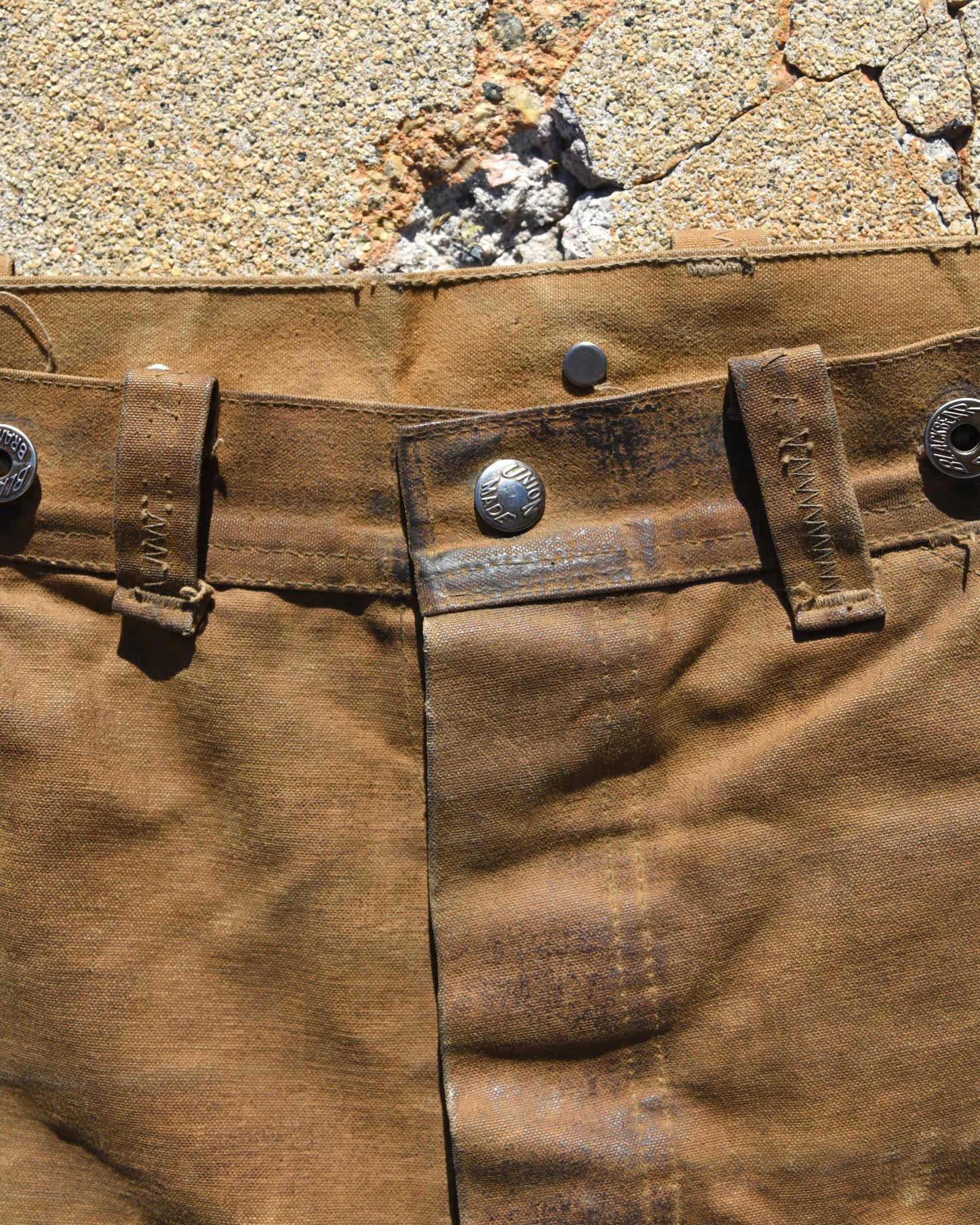 1950s Black Bear Rain-Tite Waxed Canvas Logging Pants