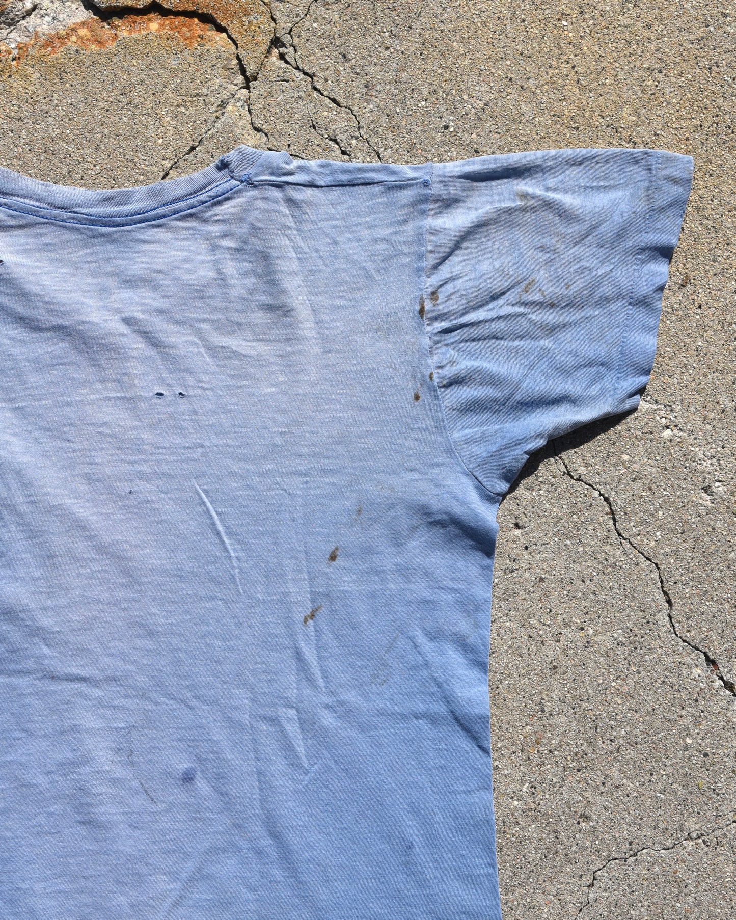 1950s Thrashed and Faded Blue Pocket Tshirt