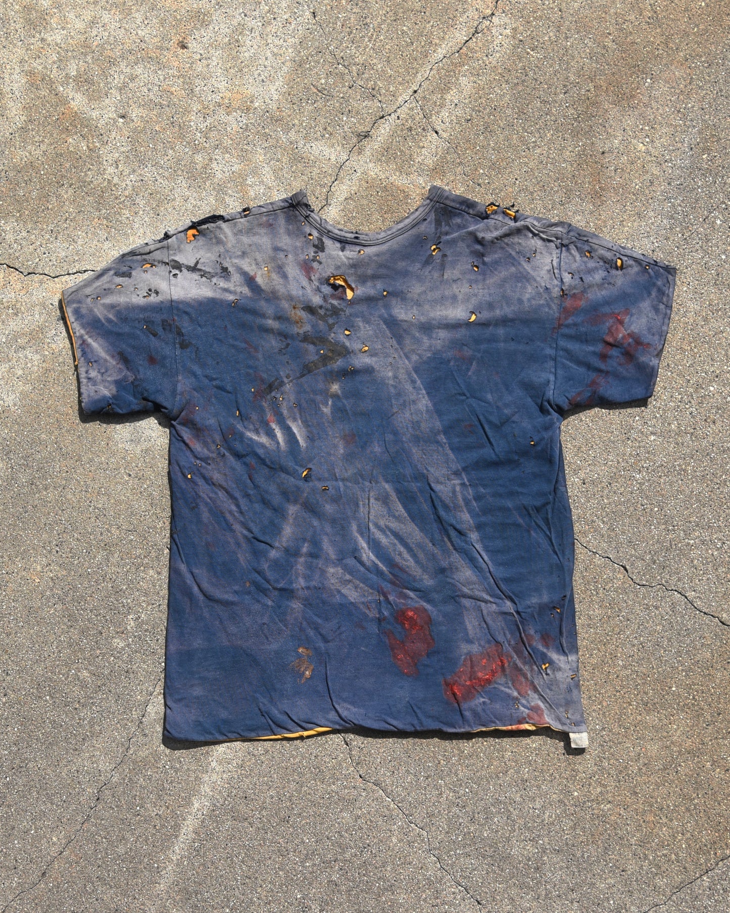 1970s Thrashed and Sun Faded Golden Ring Double Face Tshirt