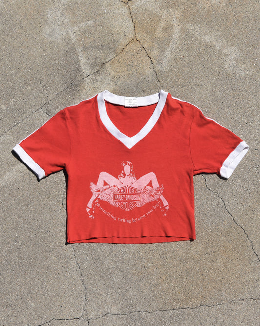 1970s Put Something Exciting Between Your Legs Harley Cropped Tshirt