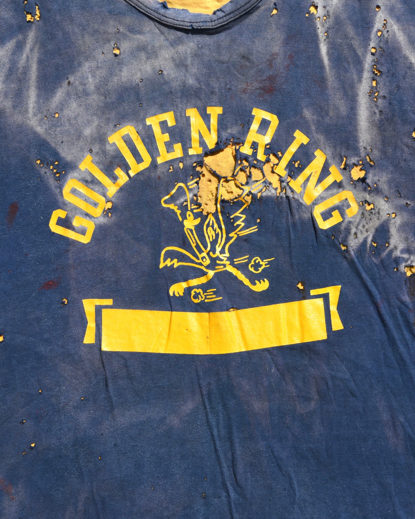 1970s Thrashed and Sun Faded Golden Ring Double Face Tshirt