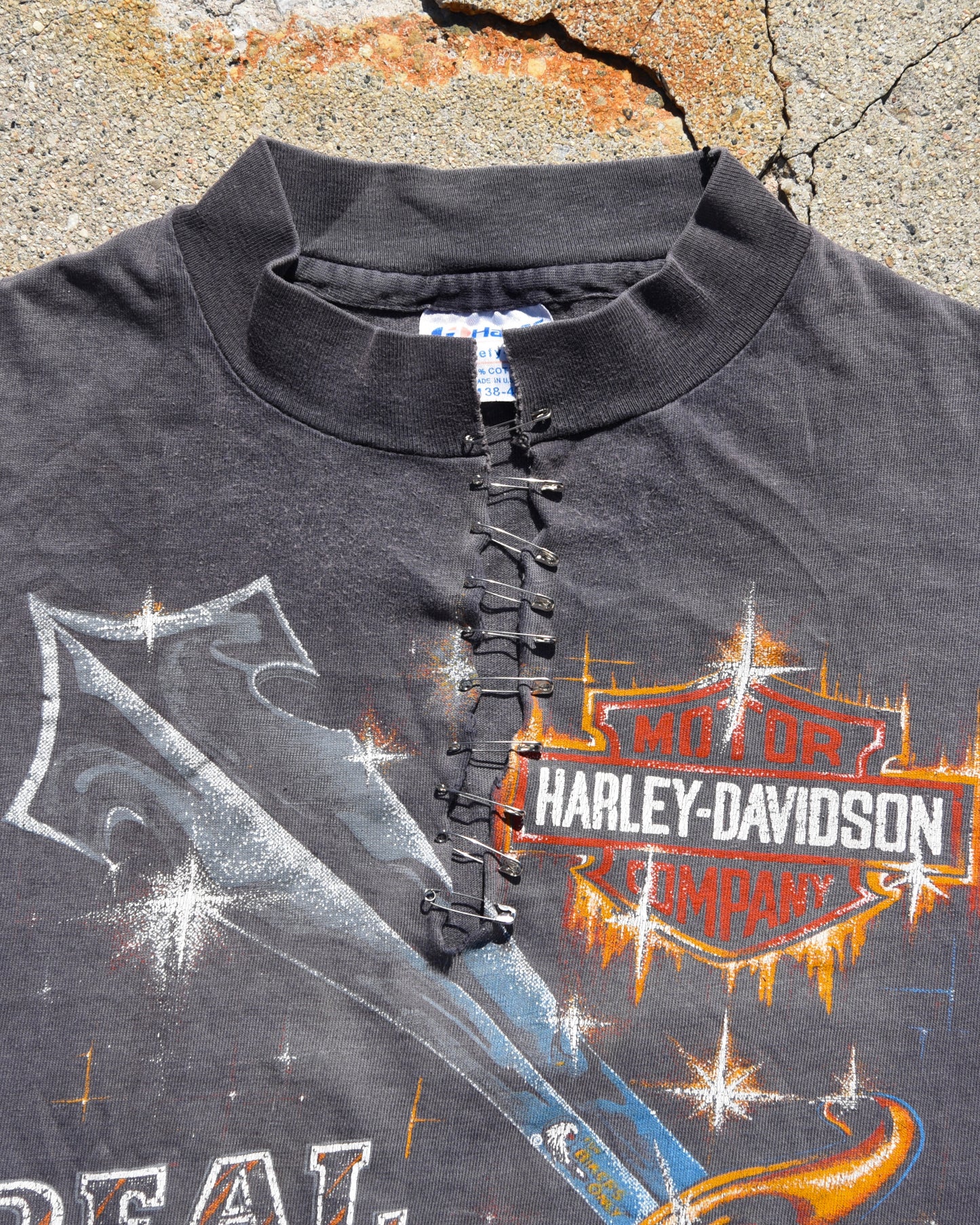 1980s Thrashed and Faded Harley Davidson Real Steel Tshirt