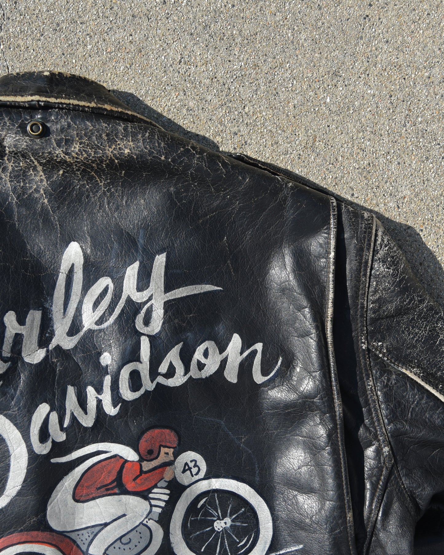 1950s Schott Perfecto Motorcycle Jacket - Hand Painted Harley Davidson