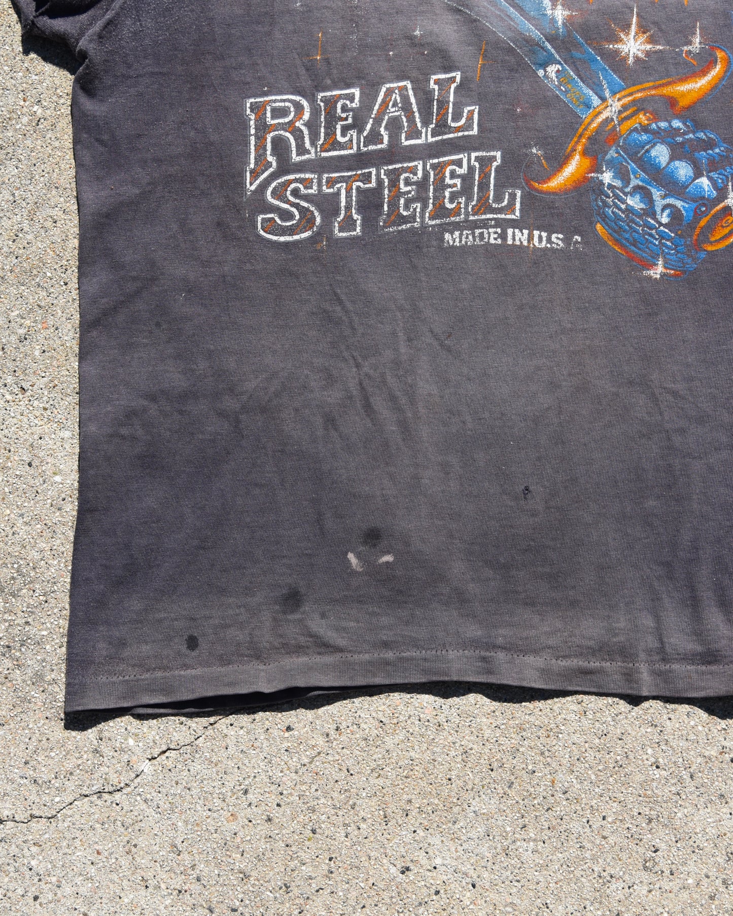 1980s Thrashed and Faded Harley Davidson Real Steel Tshirt