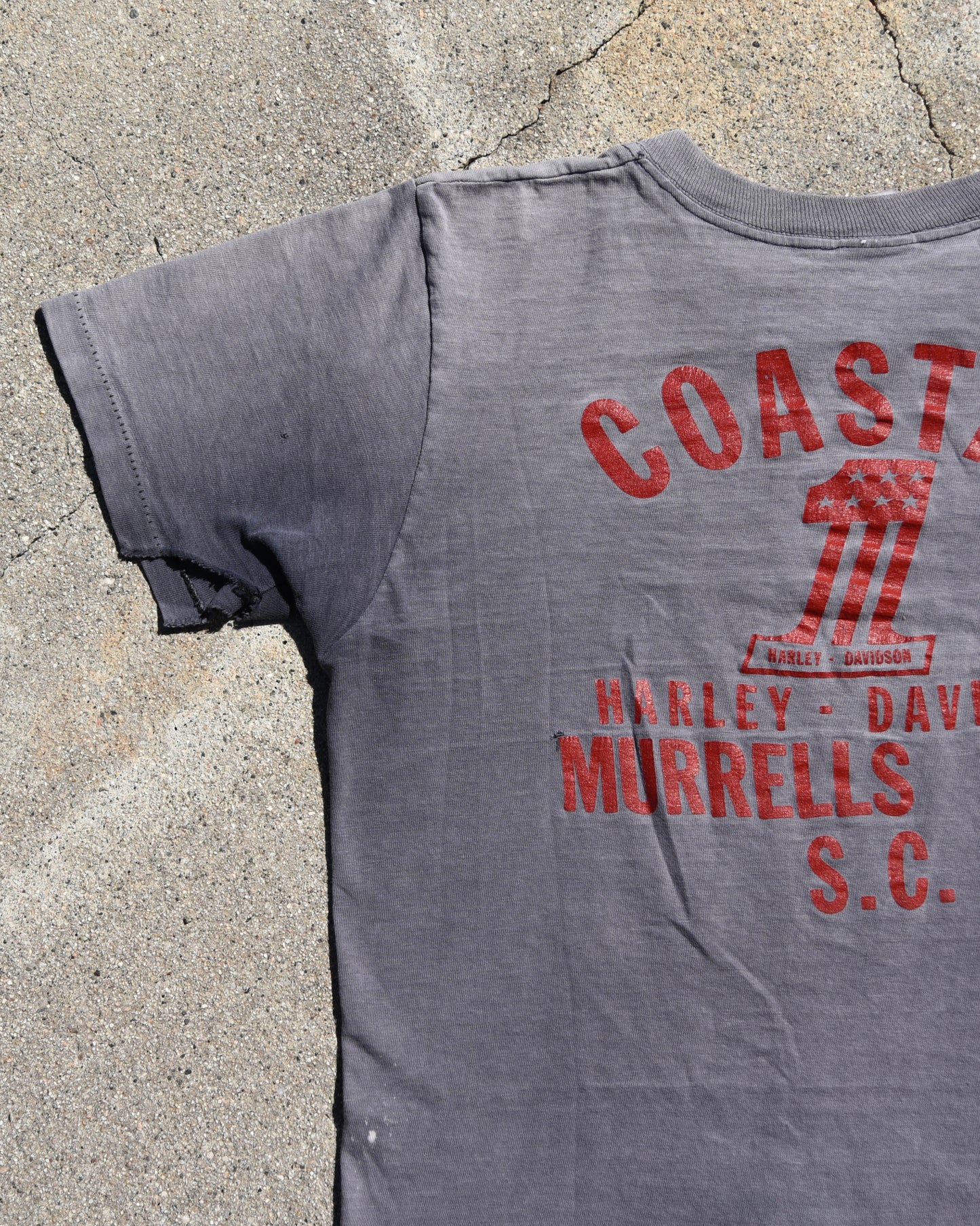 1980s Sun Faded I’d Rather Push My Harley Tshirt