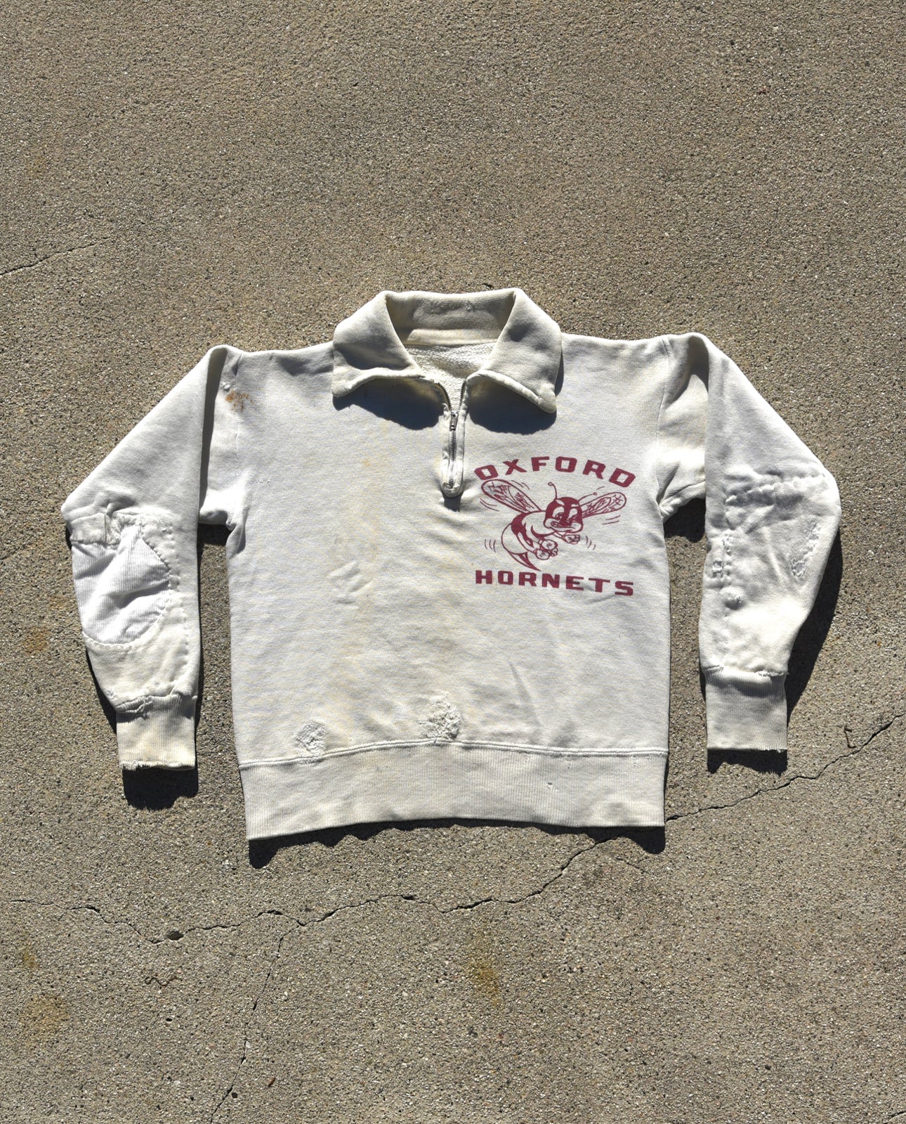 1950s Repaired Oxford Hornets Quarter Zip Sweatshirt