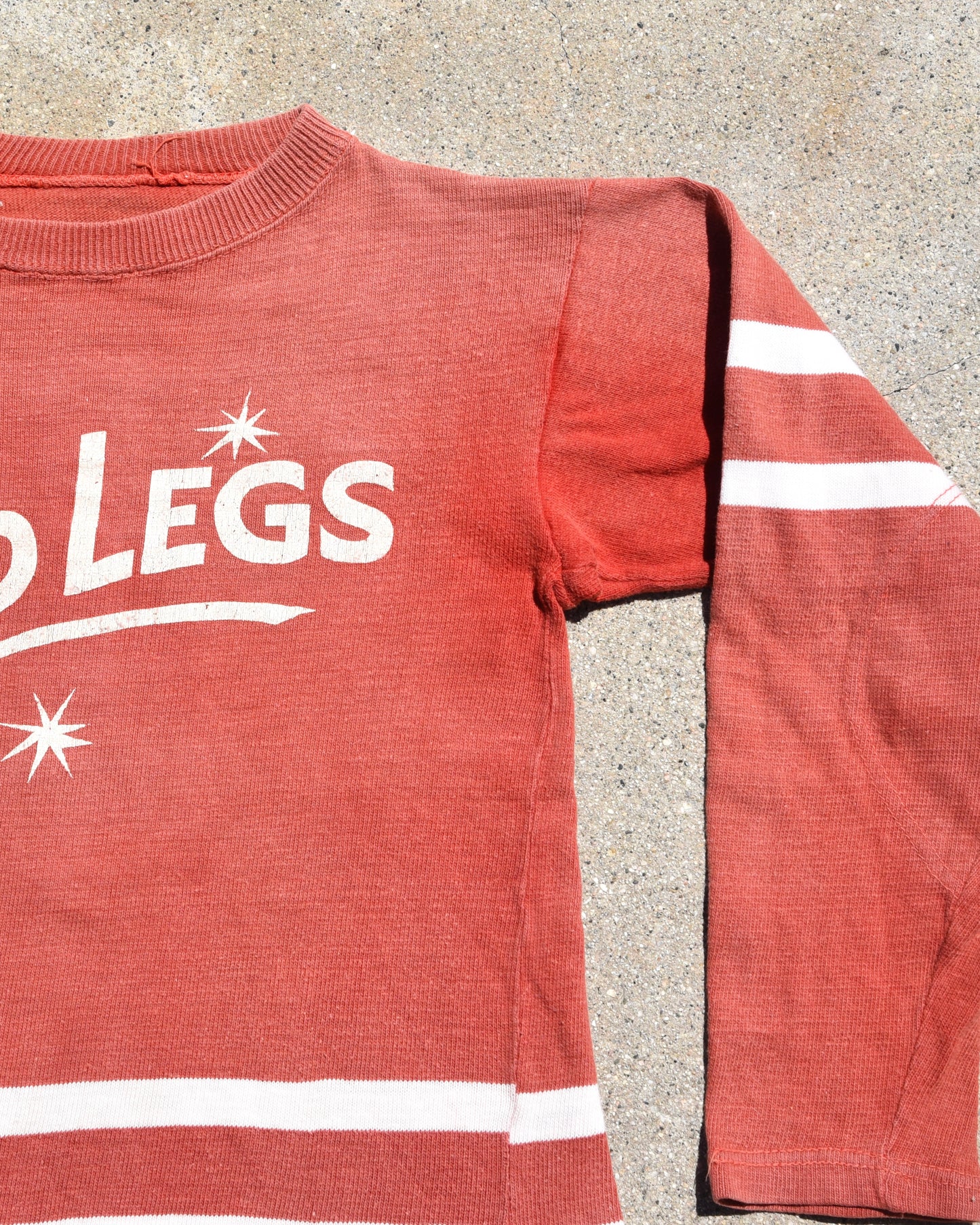 1950s Sun Faded Red Legs Cotton Jersey