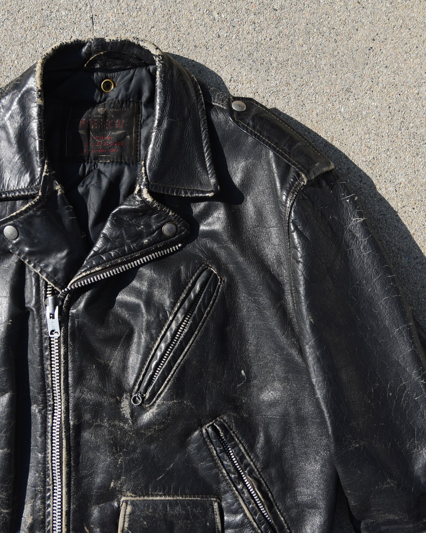 1950s Schott Perfecto Motorcycle Jacket - Hand Painted Harley Davidson