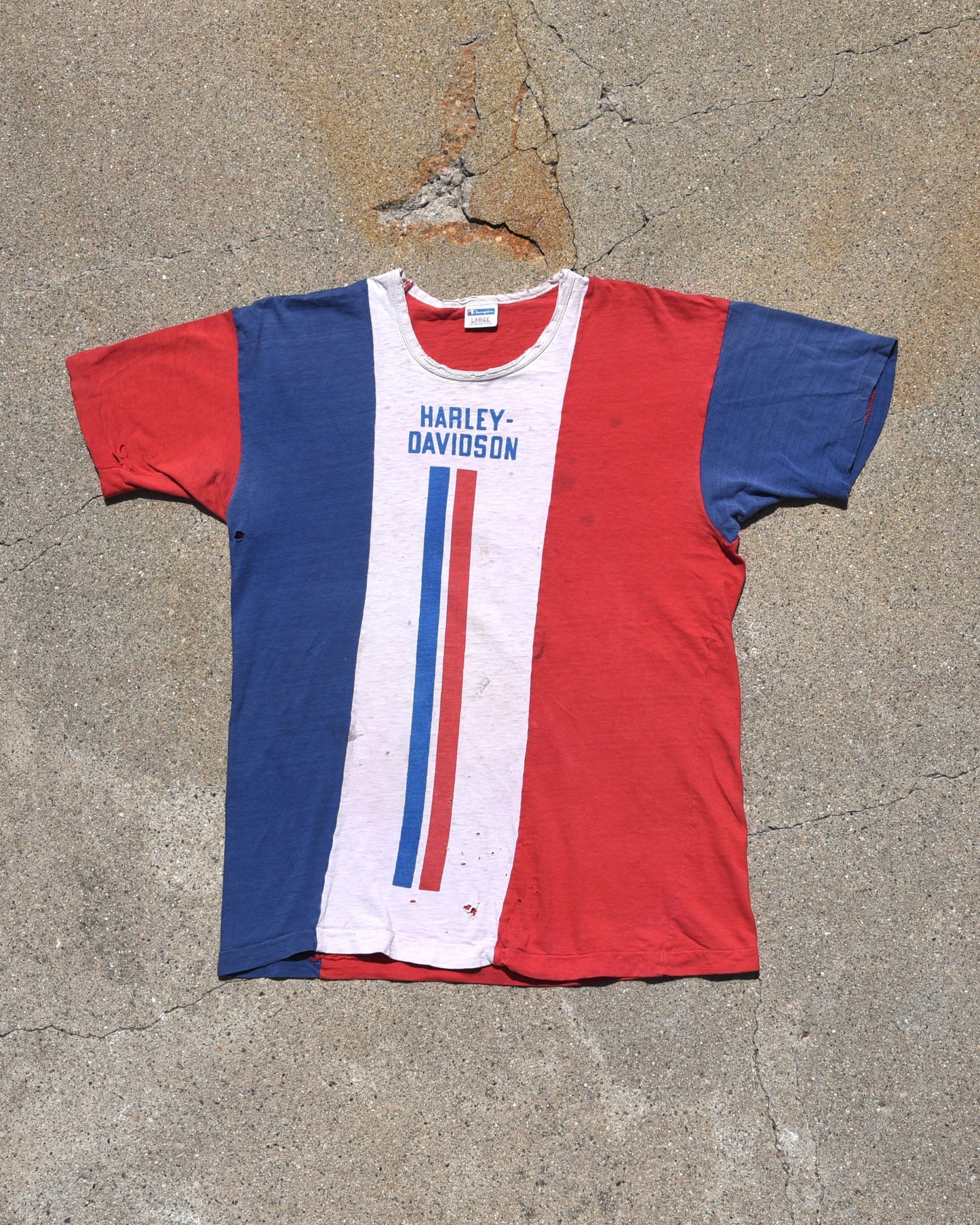 1970s Champion Harley Davidson Tricolor Tshirt