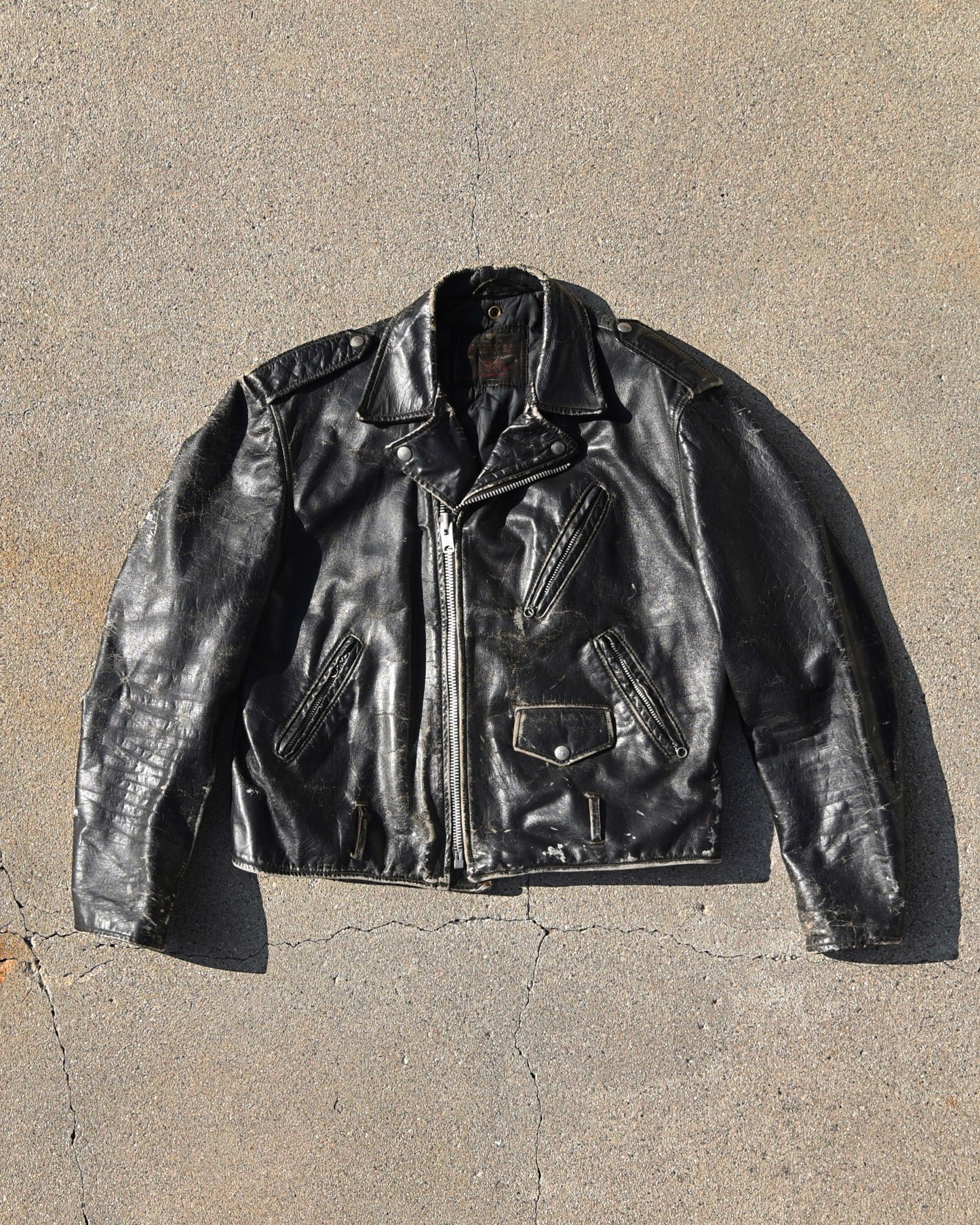 1950s Schott Perfecto Motorcycle Jacket - Hand Painted Harley Davidson