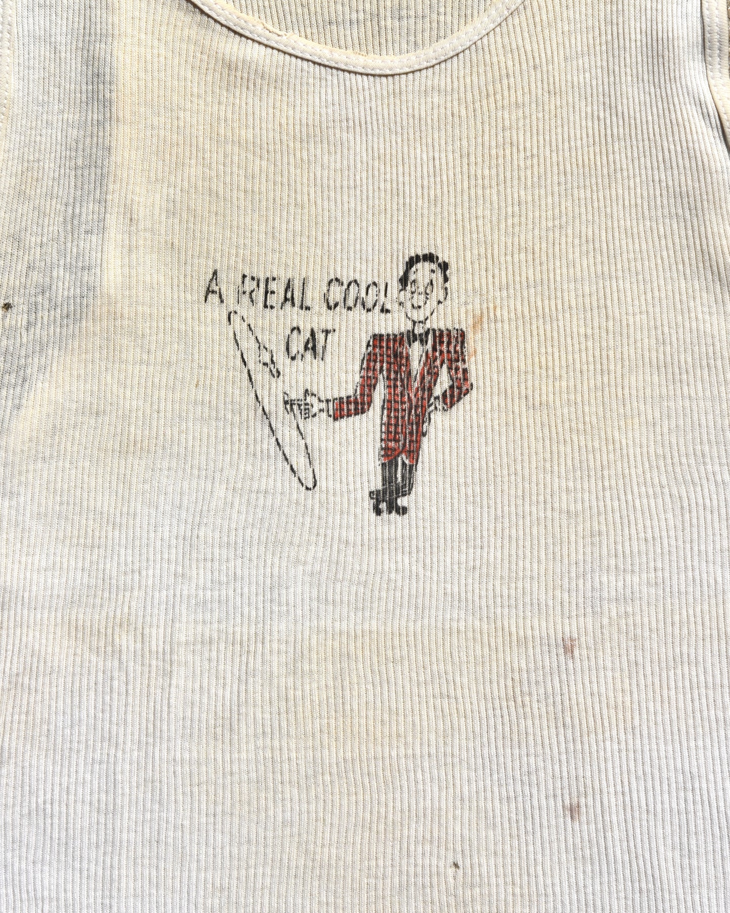 1960s A Real Cool Cat Stenciled Tank Top