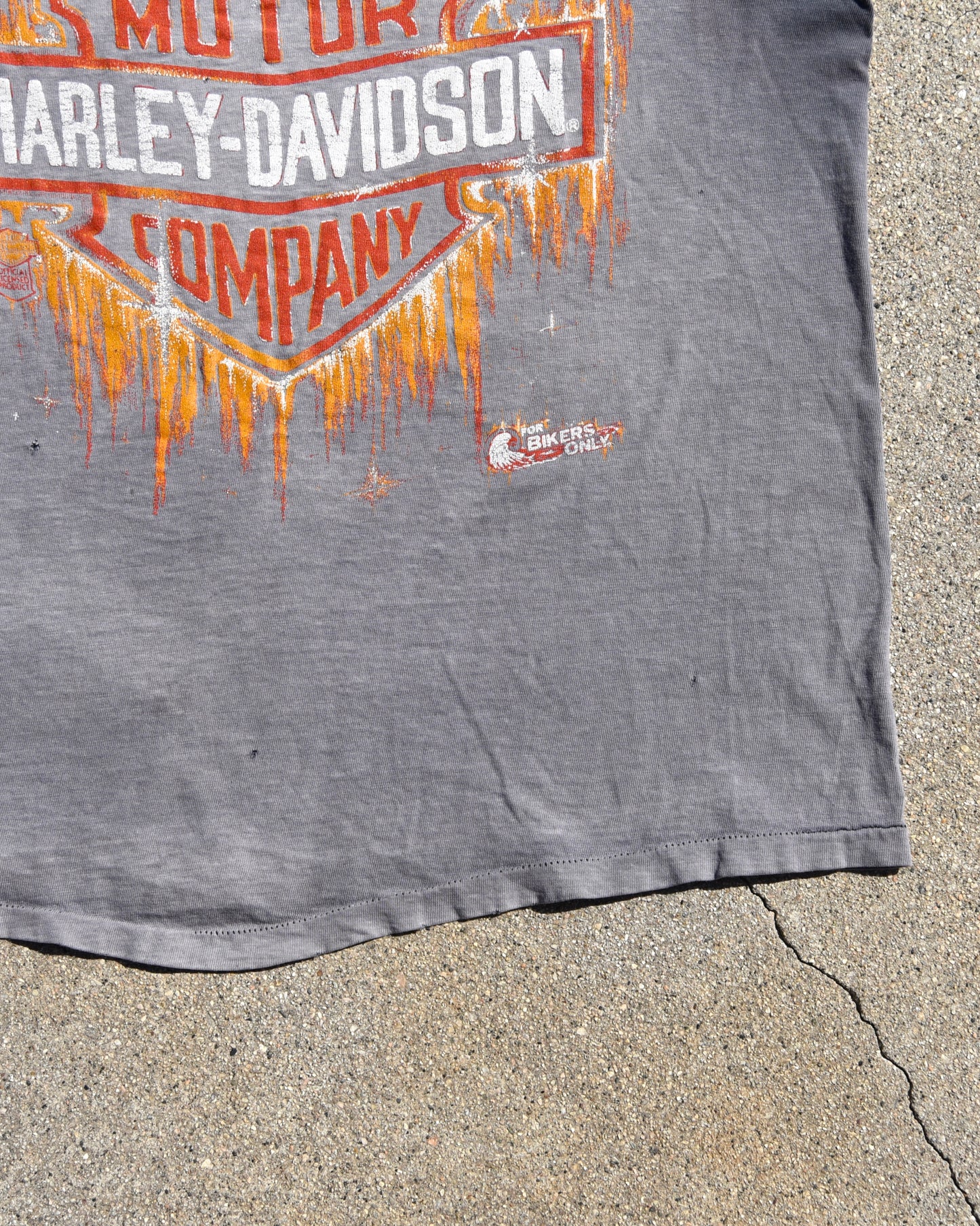 1980s Sun Faded Harley Davidson Flames Tshirt