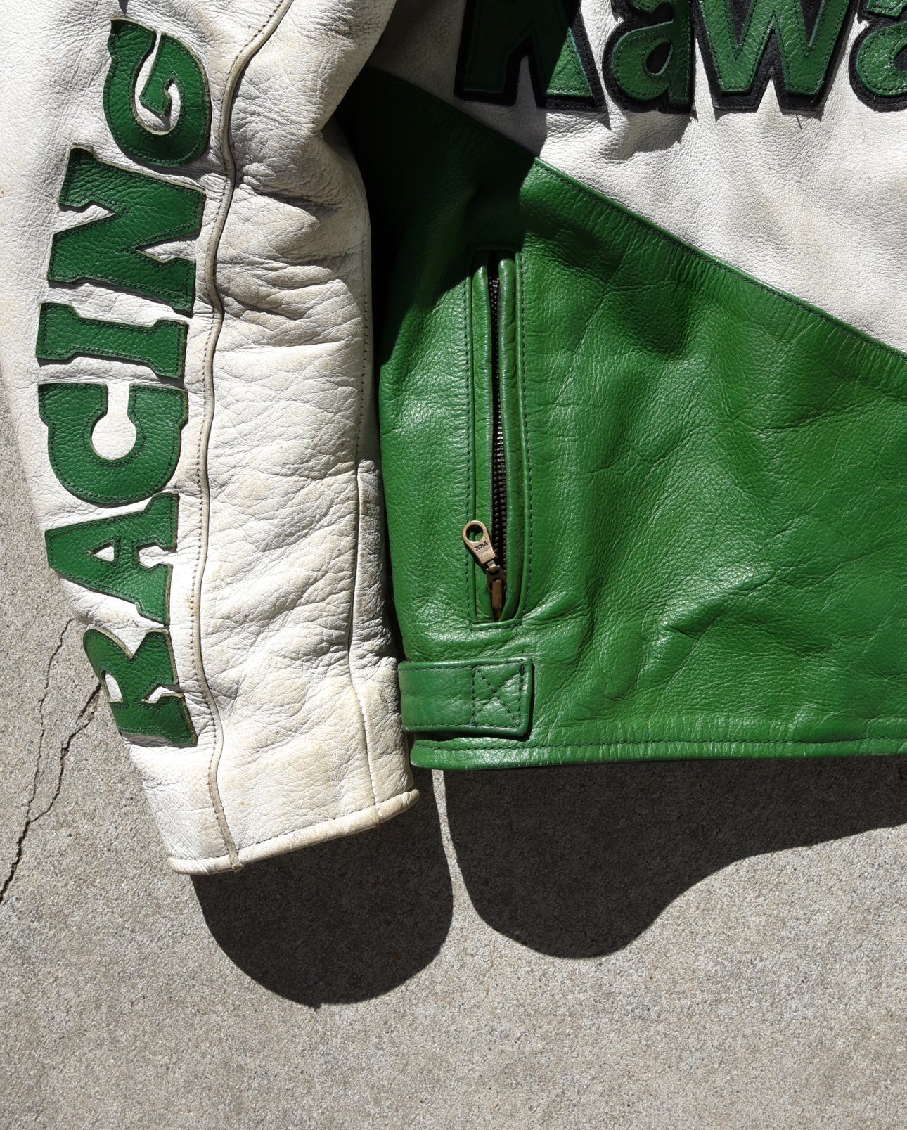 Vintage Kawasaki Motorcycle Racing Padded Leather Jacket