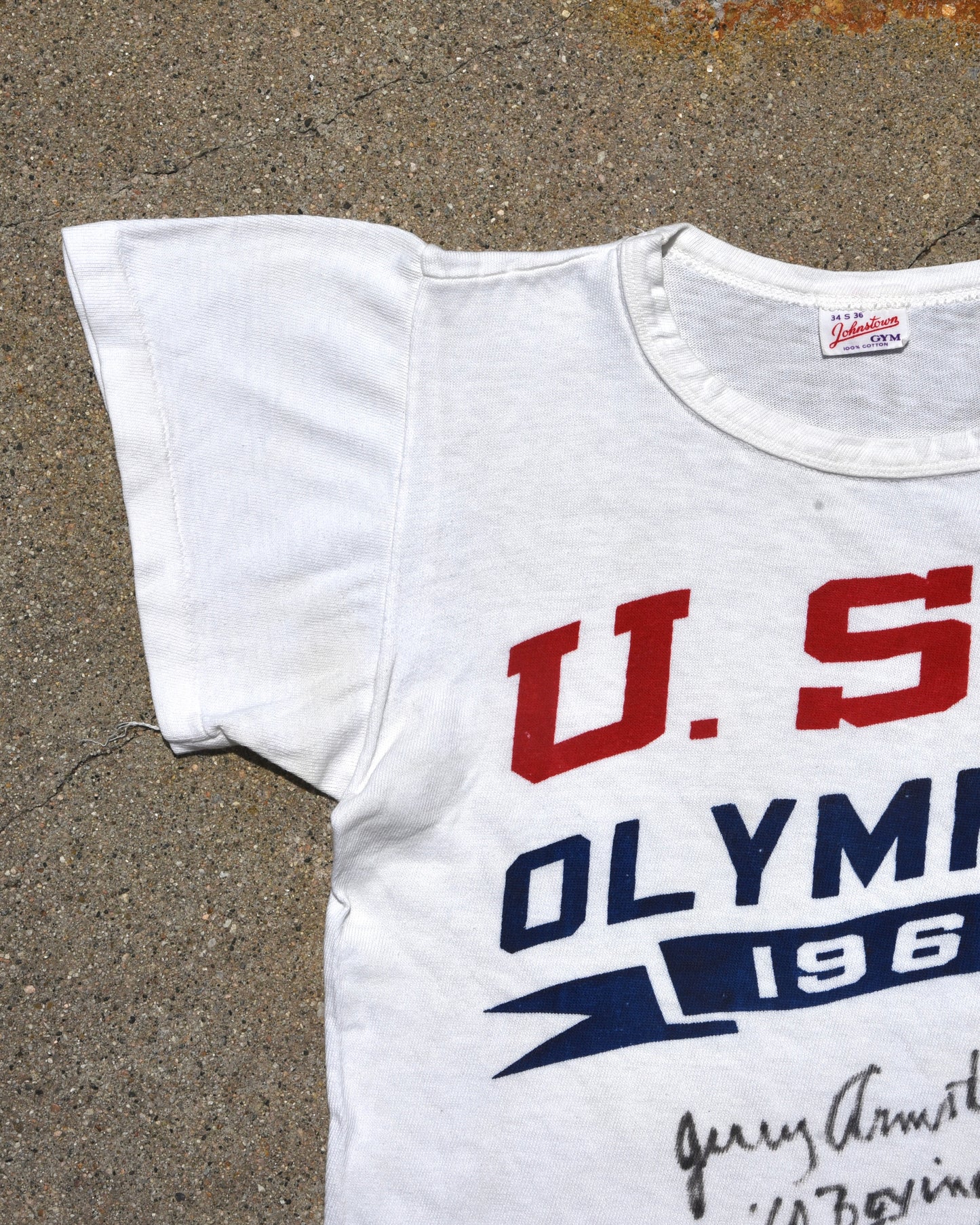 1960s USA Olympiad Tshirt - Worn & Signed by Jerry Armstrong