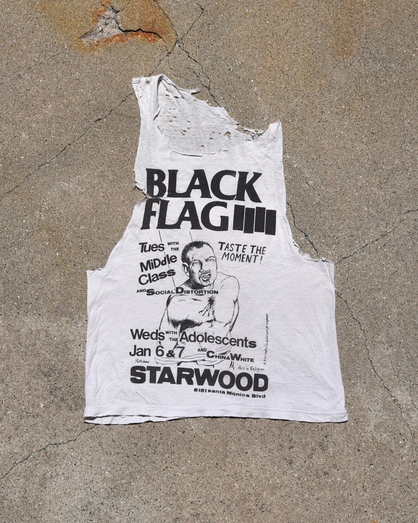 1980s Thrashed Black Flag Cutoff Tshirt