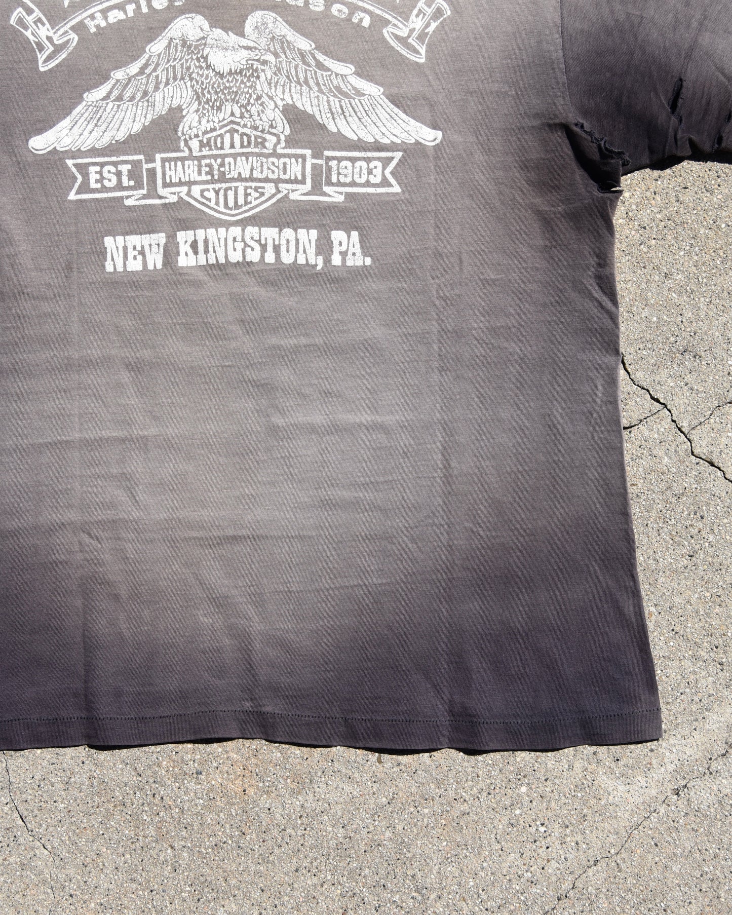 1980s Sun Faded Harley Davidson Team Sponsor Tshirt